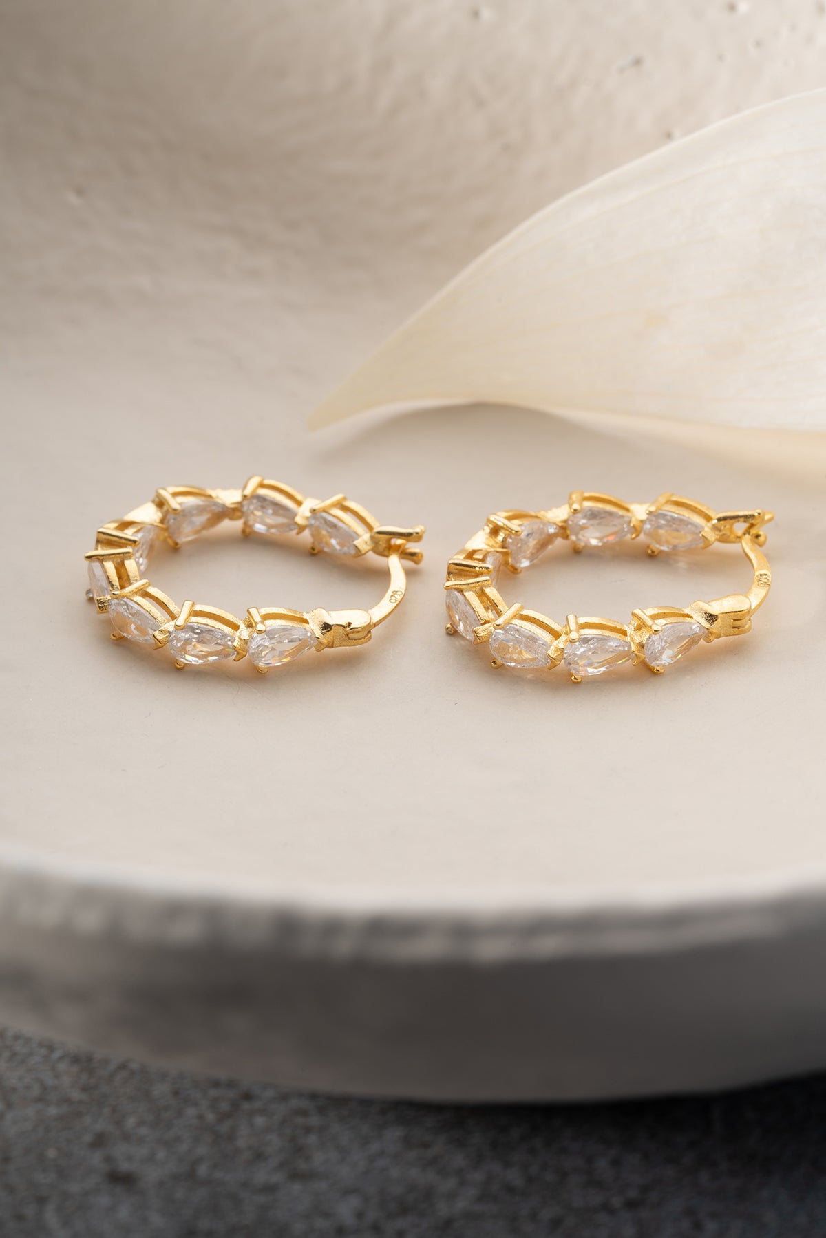 Pear Cut Crystal Hoop Earrings