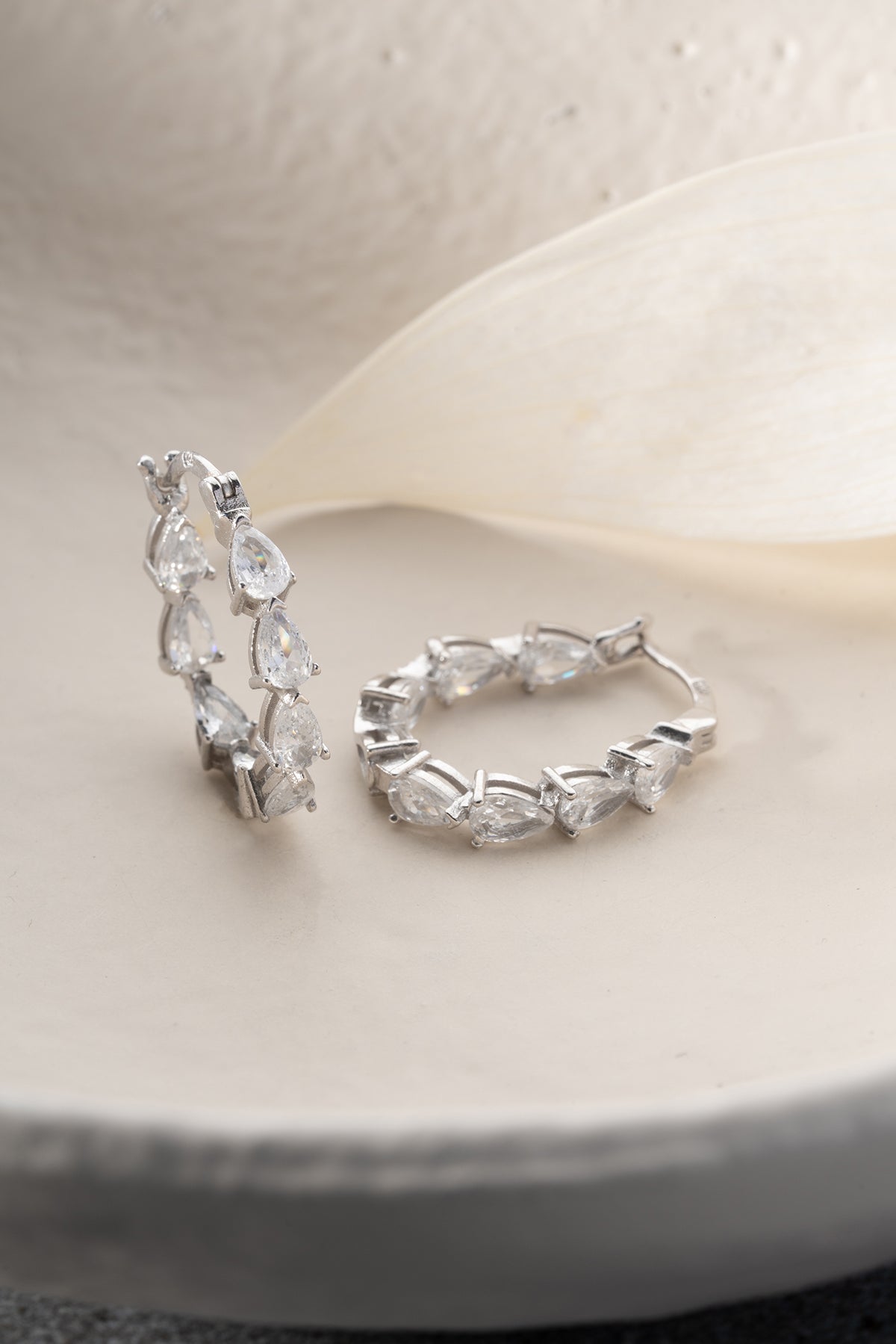 Pear Cut Crystal Hoop Earrings