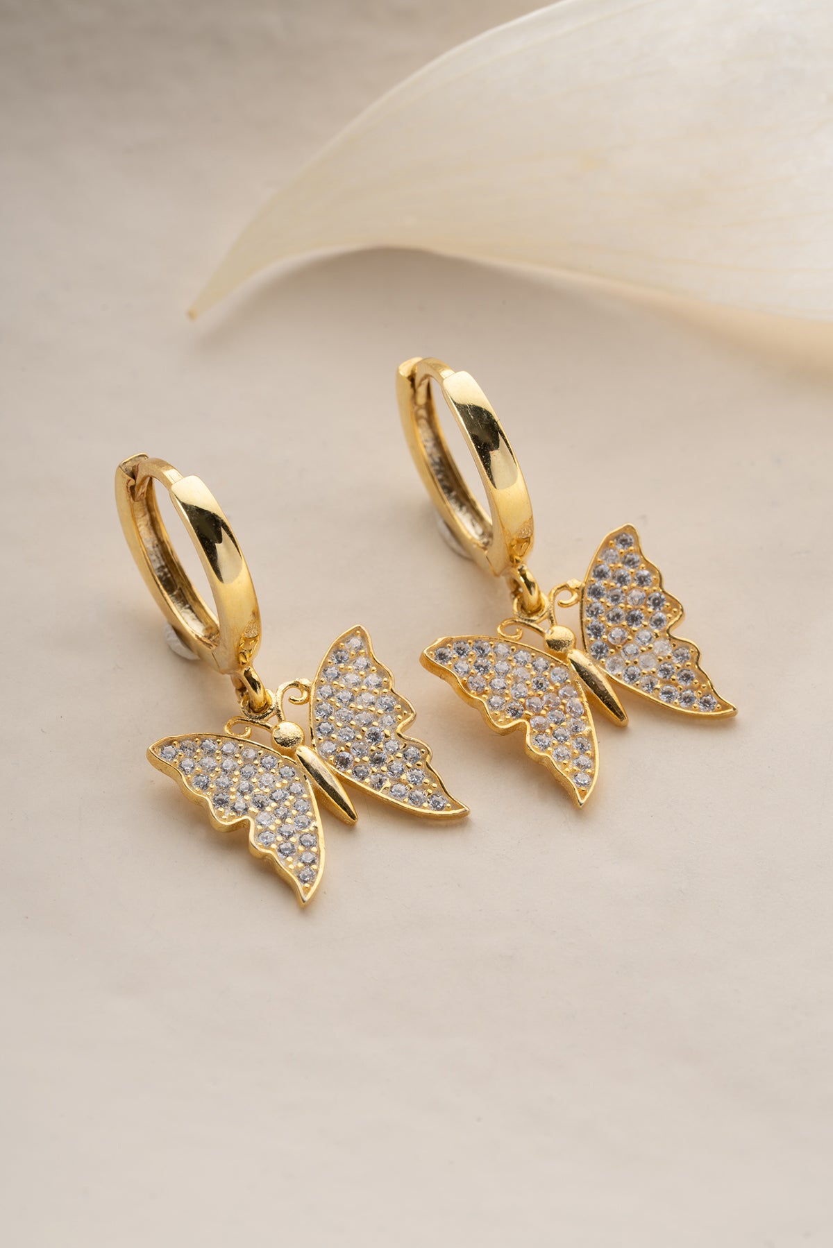 Pave Crystal Butterfly Hoop Earrings
