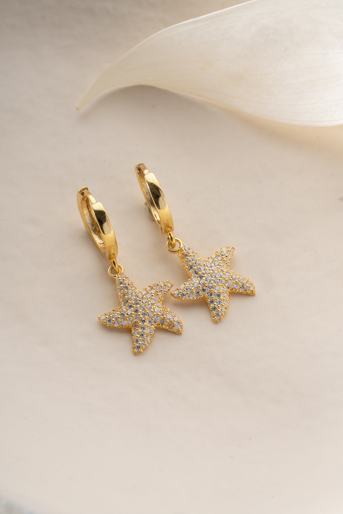 Pave Starfish Drop Earrings