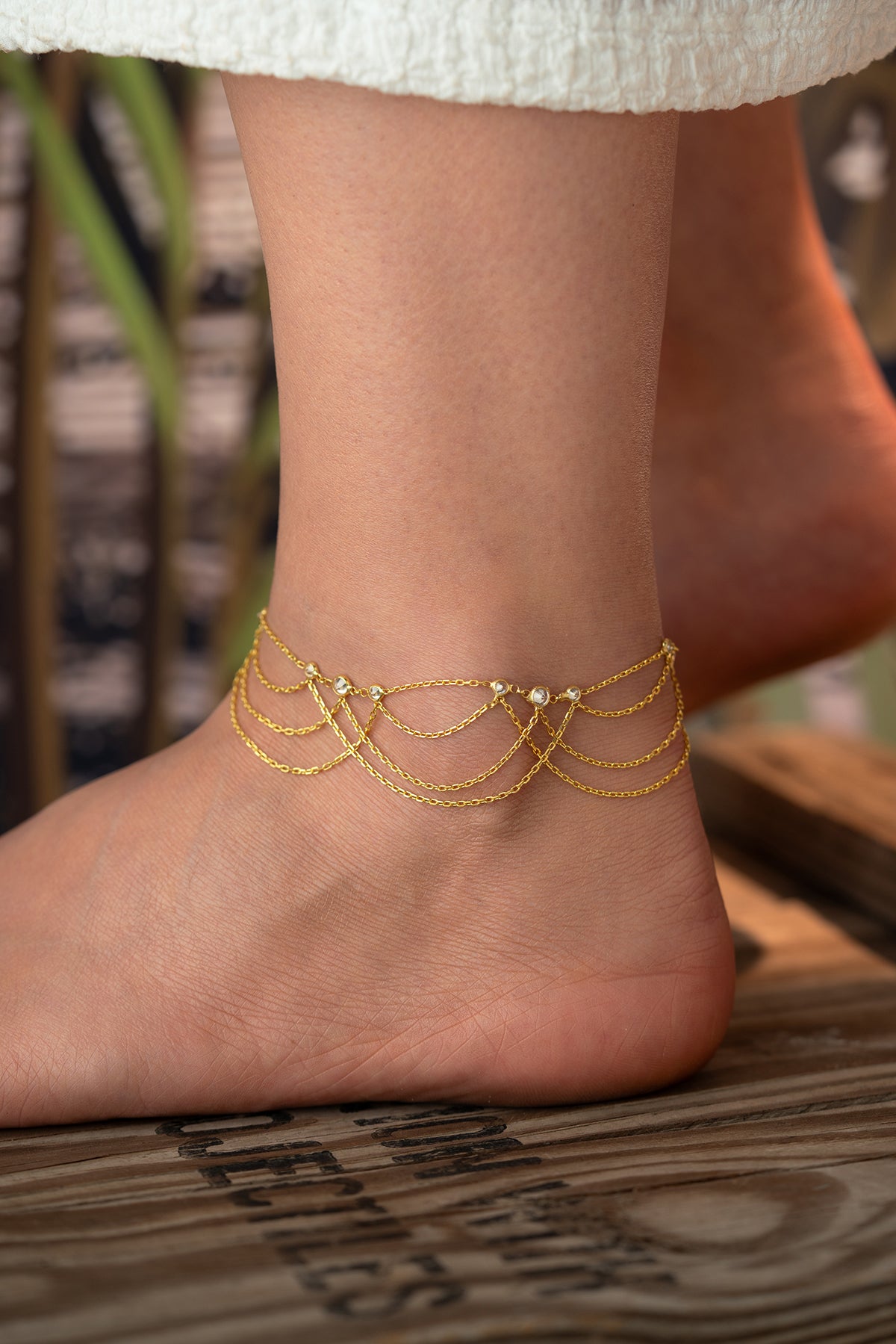 Layered Draped Chain Anklet
