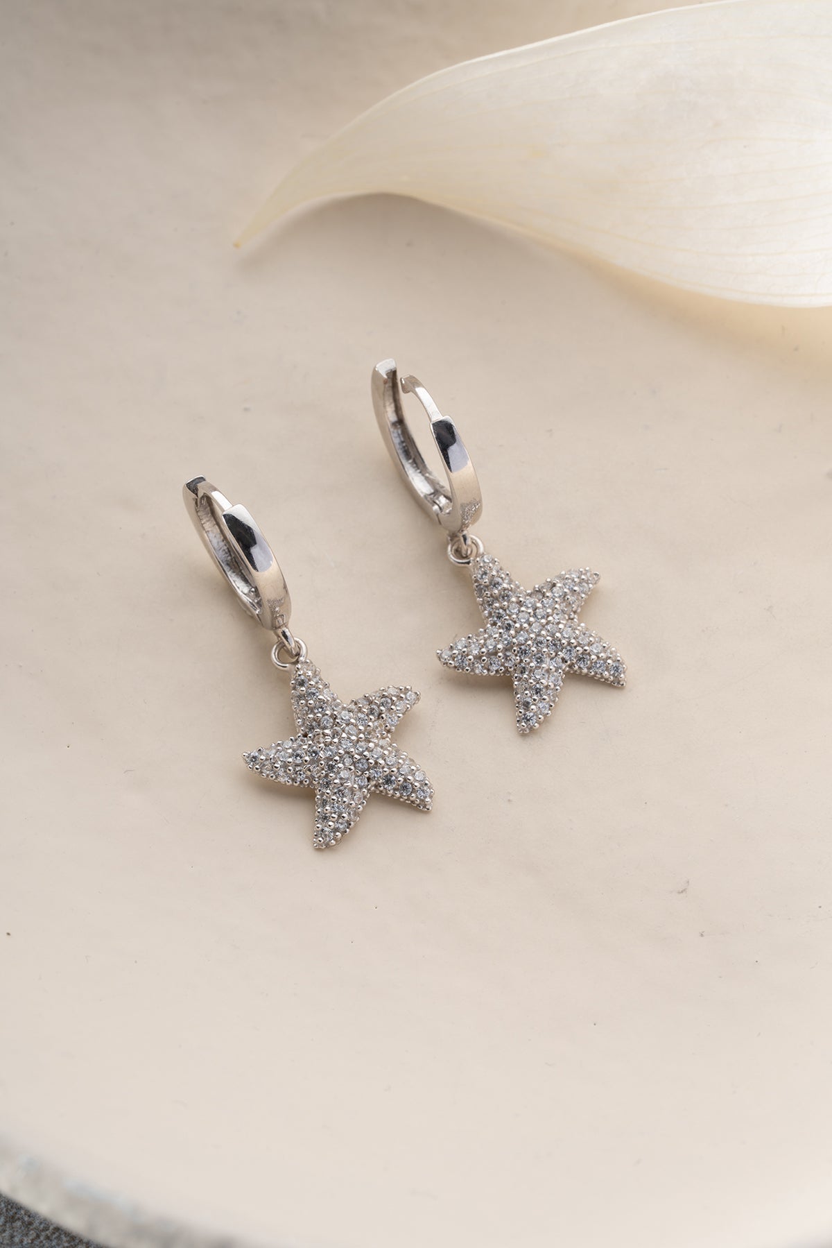 Pave Starfish Drop Earrings