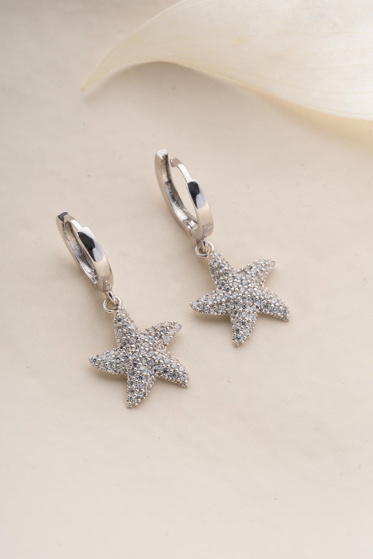 Pave Starfish Drop Earrings