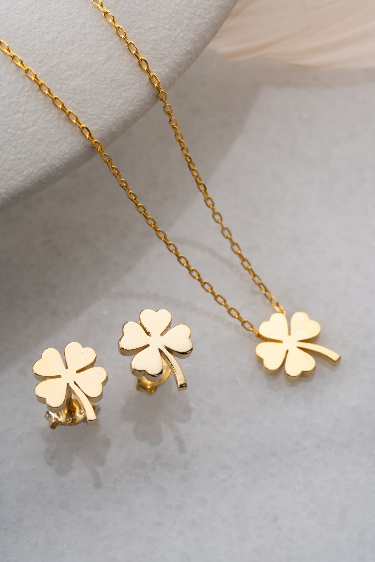 Four Leaf Clover Necklace and Earring Set