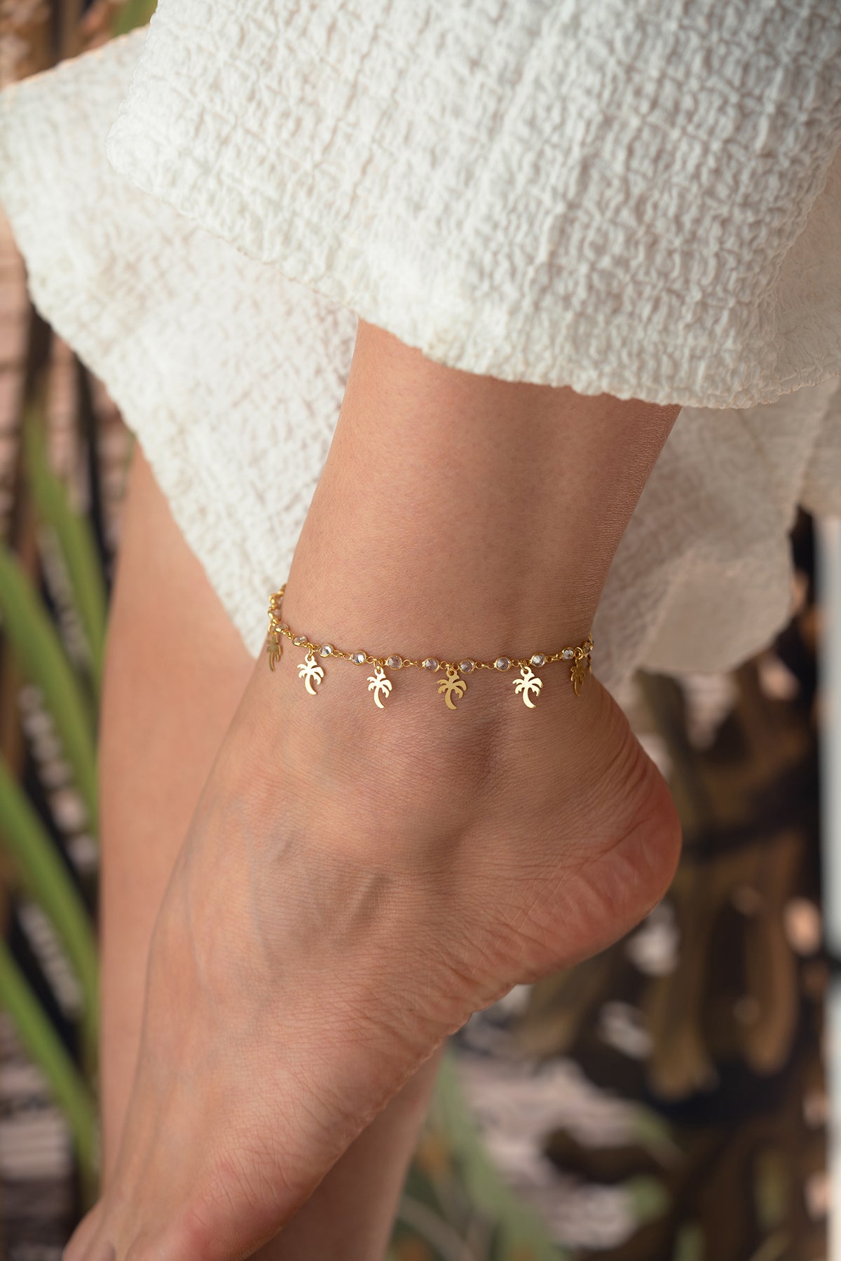 Palm Tree Charm Gold Anklet