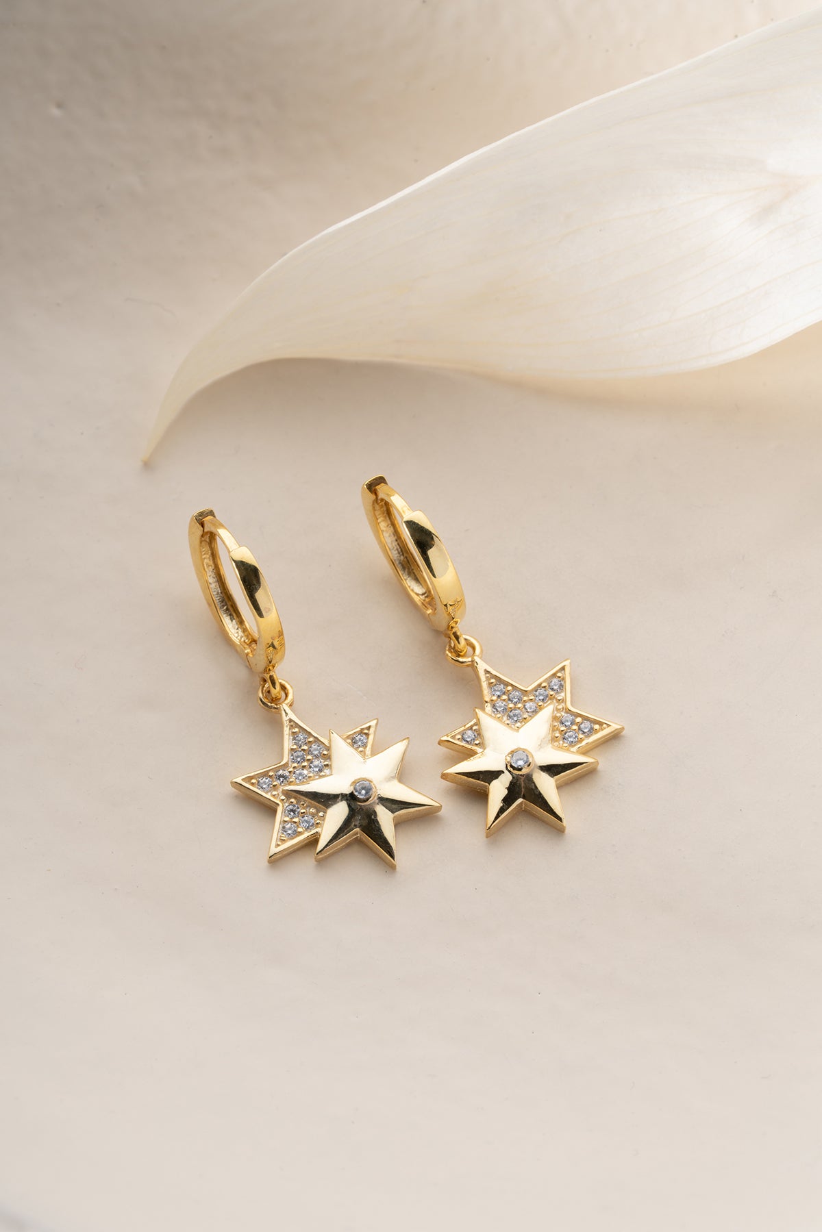 Double Star Charm Drop Earrings