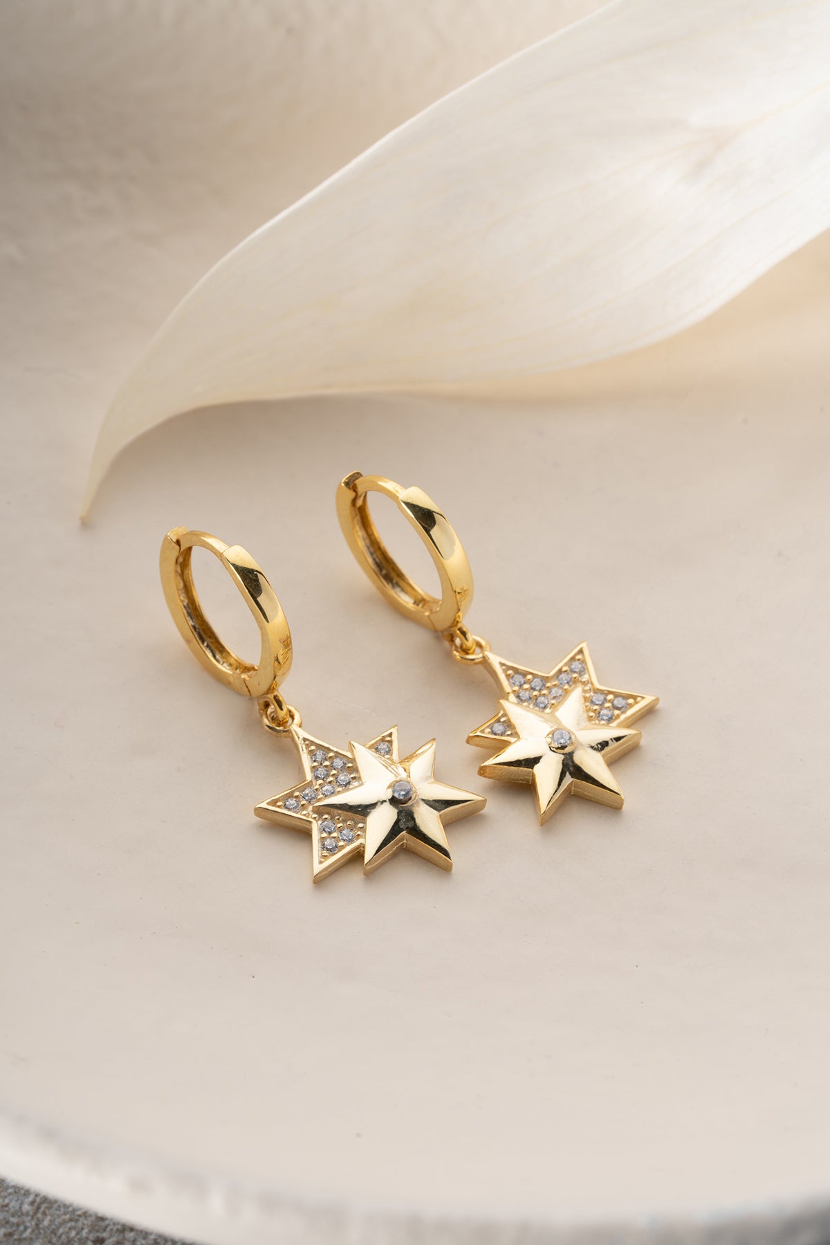 Double Star Charm Drop Earrings