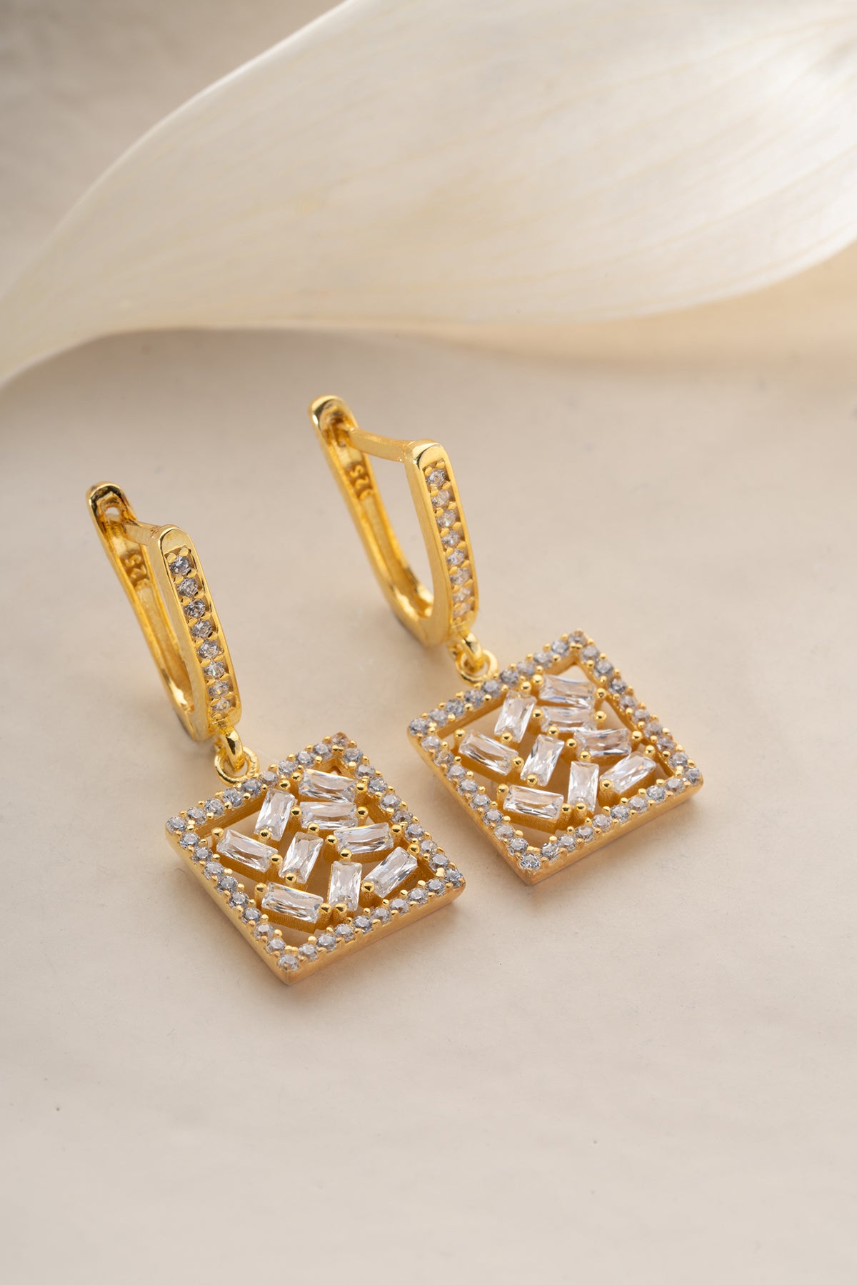 Baguette Crystal Square Drop Earrings