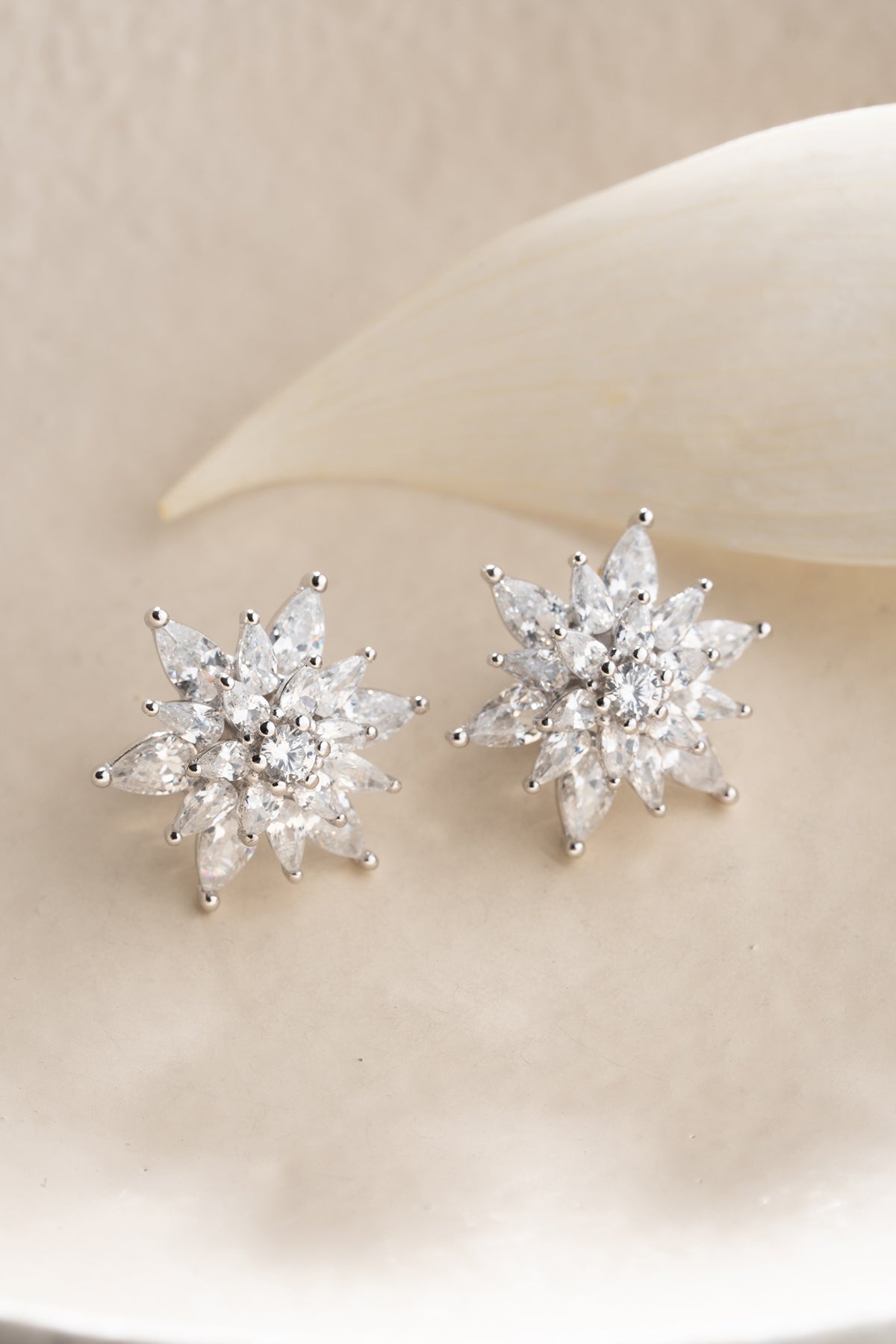 Crystal Lotus Burst Stud Earrings