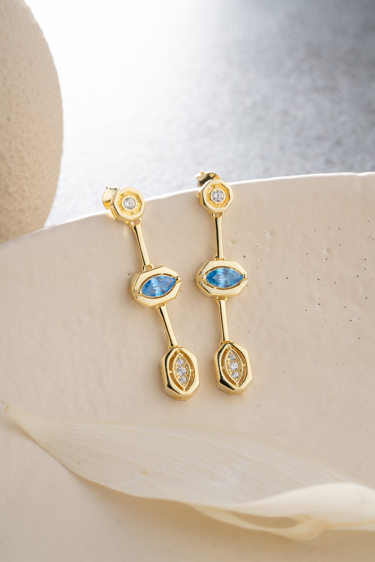 Blue Topaz Crystal Bar Earrings