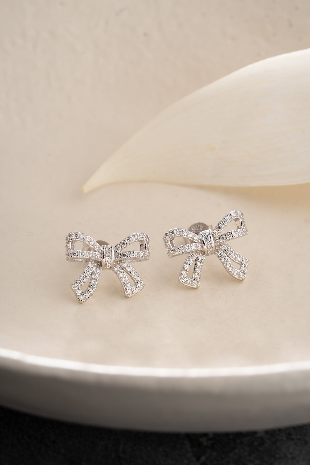 Pave Crystal Bow Stud Earrings