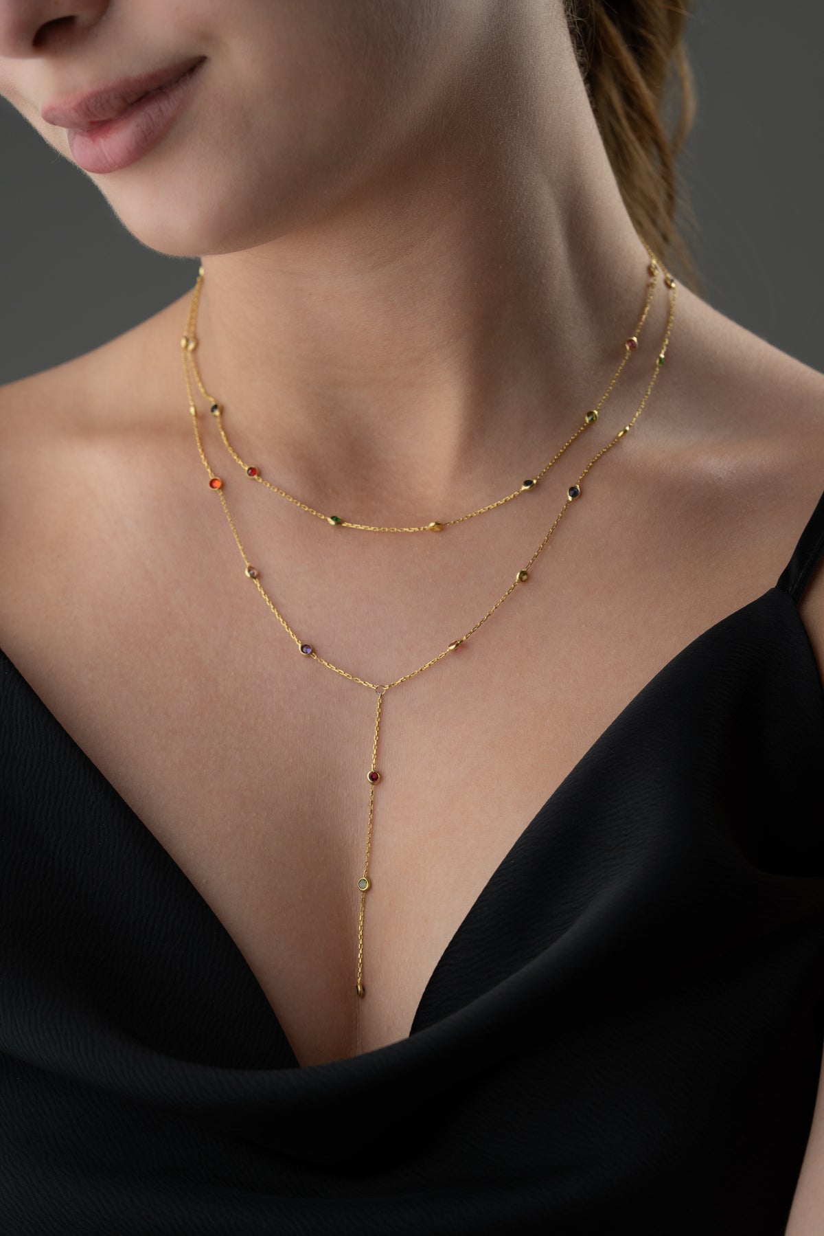 Rainbow Gemstone Layered Necklace