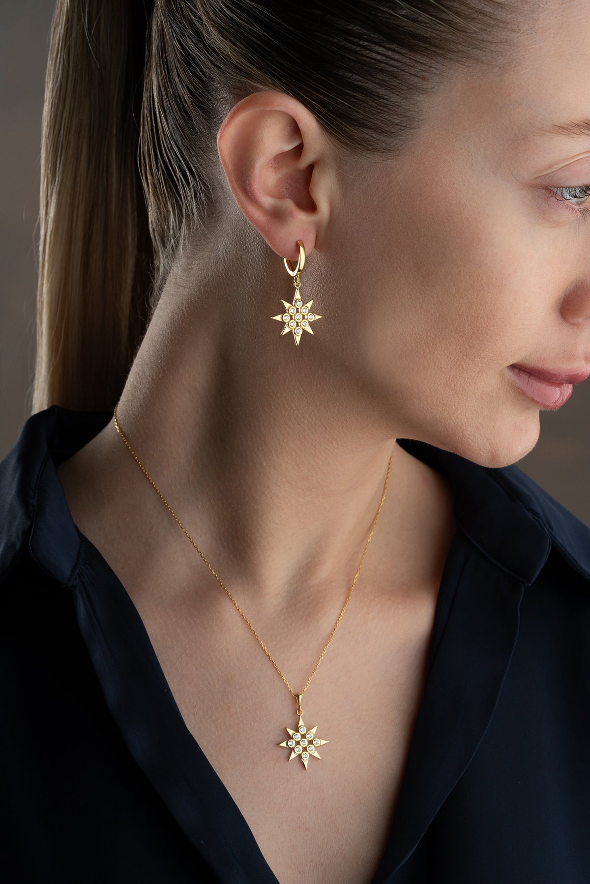 Pave Crystal North Star Jewelry Set