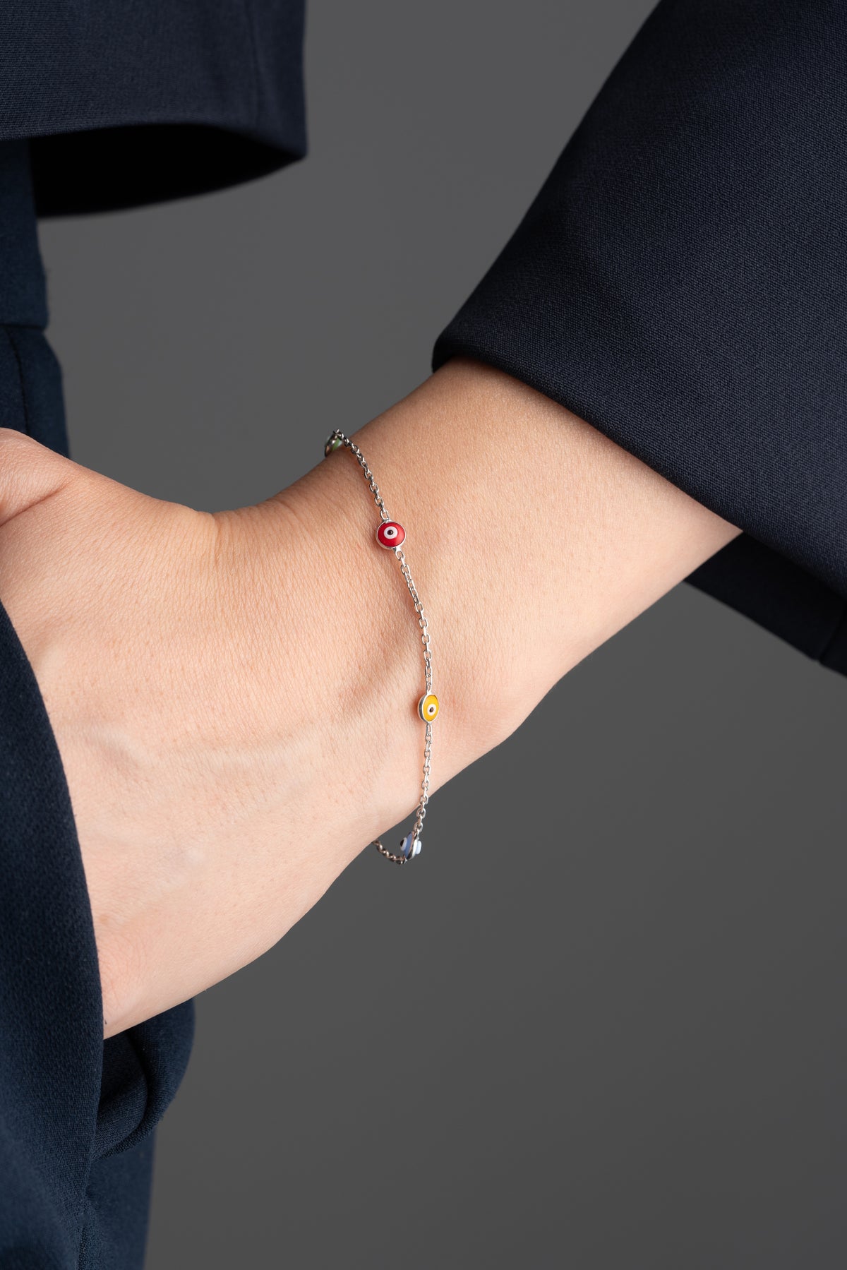 Multicolor Evil Eye Station Bracelet