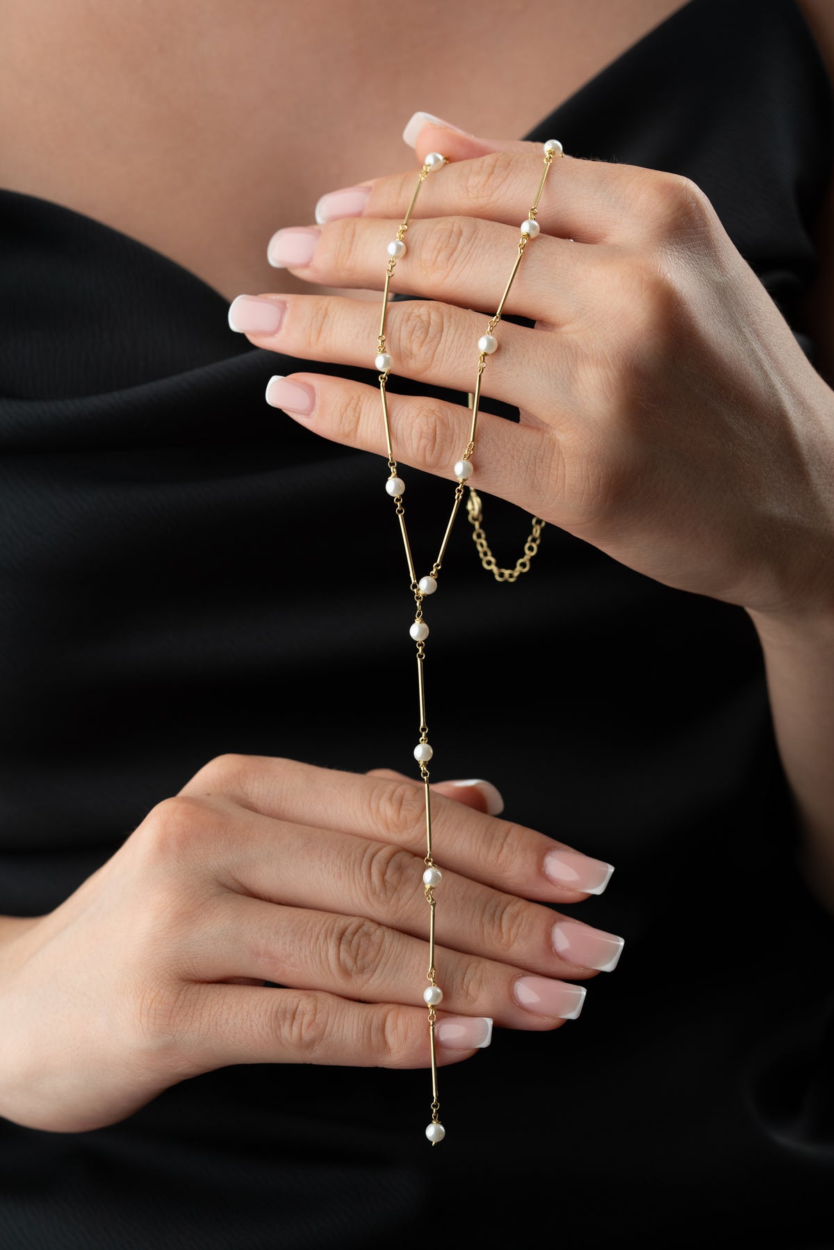 Pearl Station Lariat Necklace