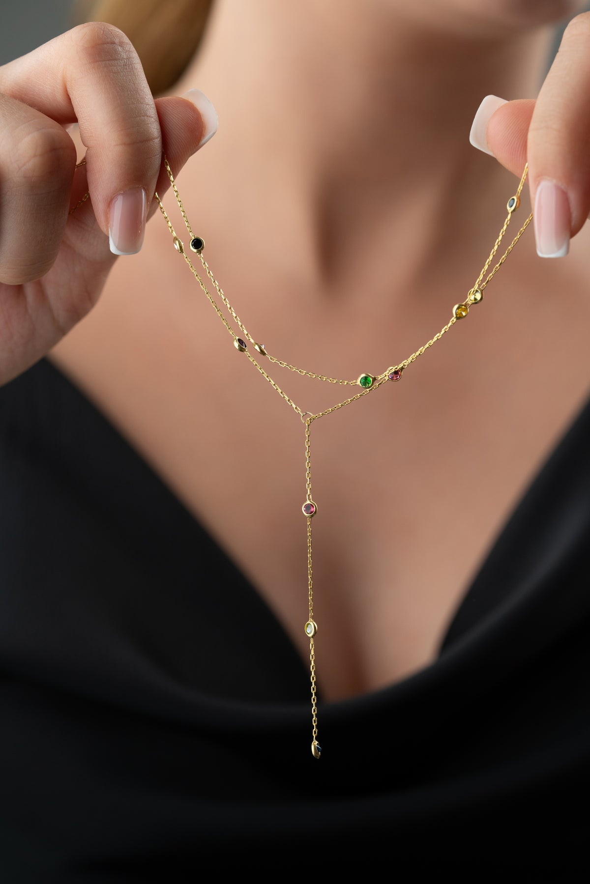 Rainbow Gemstone Layered Necklace