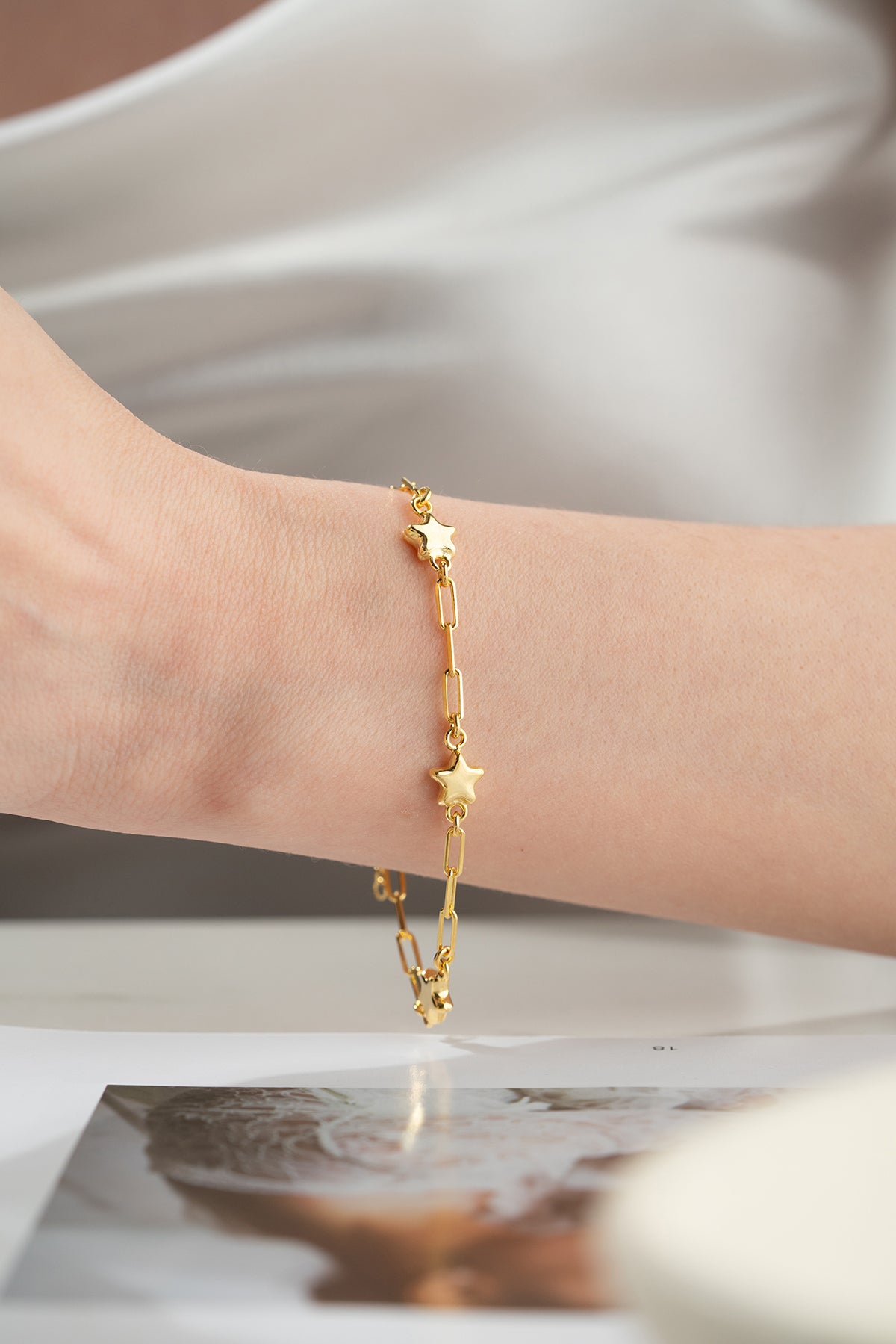 Star Charm Paperclip Chain Bracelet