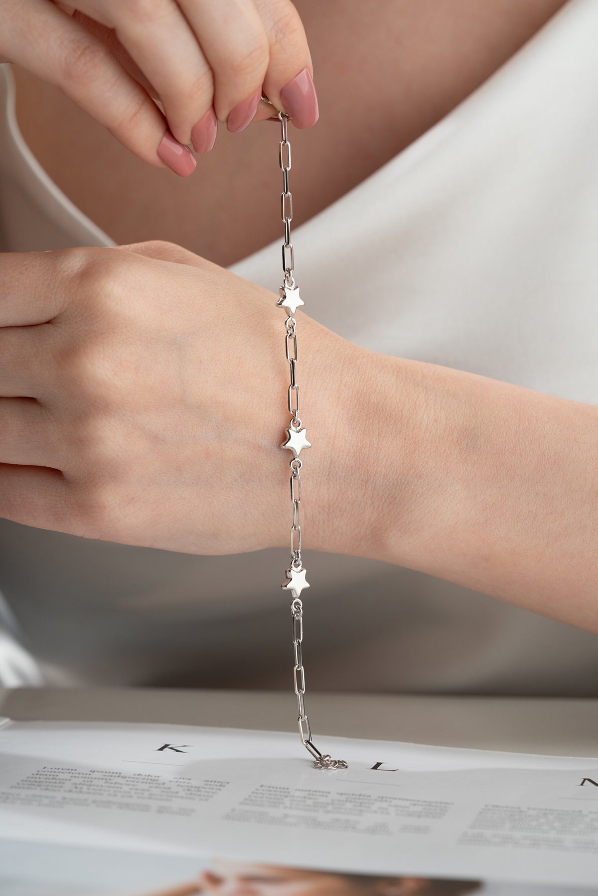 Star Charm Paperclip Chain Bracelet