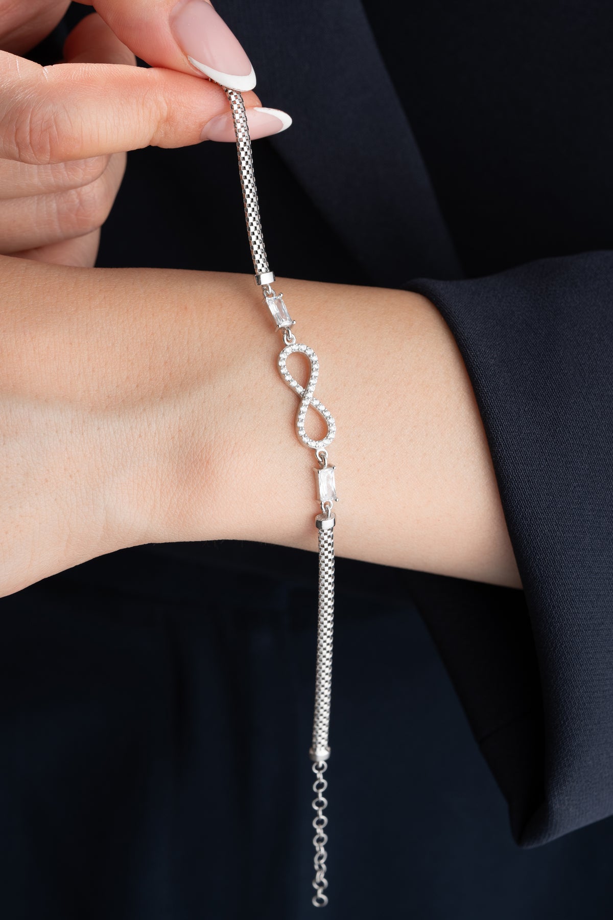 Infinity Charm Bracelet with Box Chain
