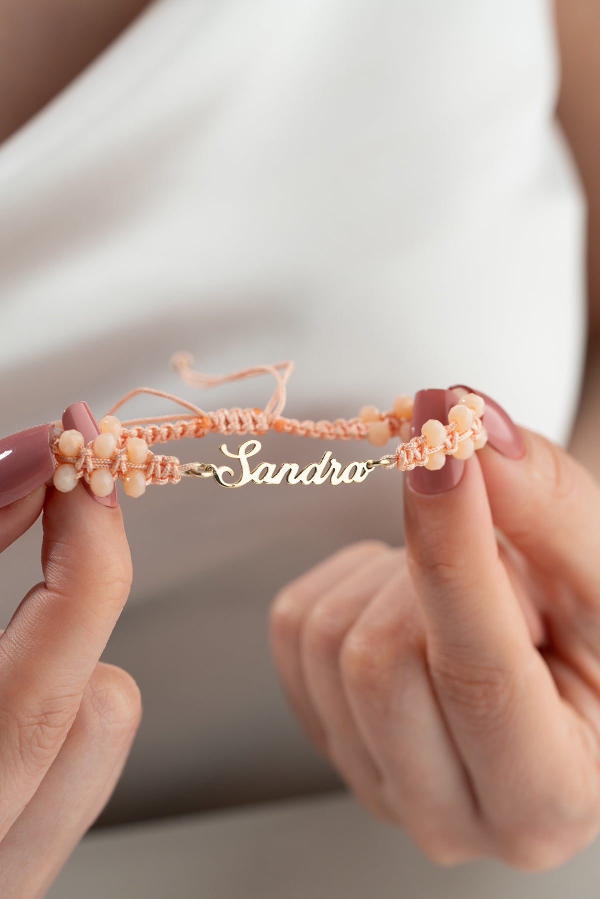 Personalized Name Macrame Beaded Bracelet