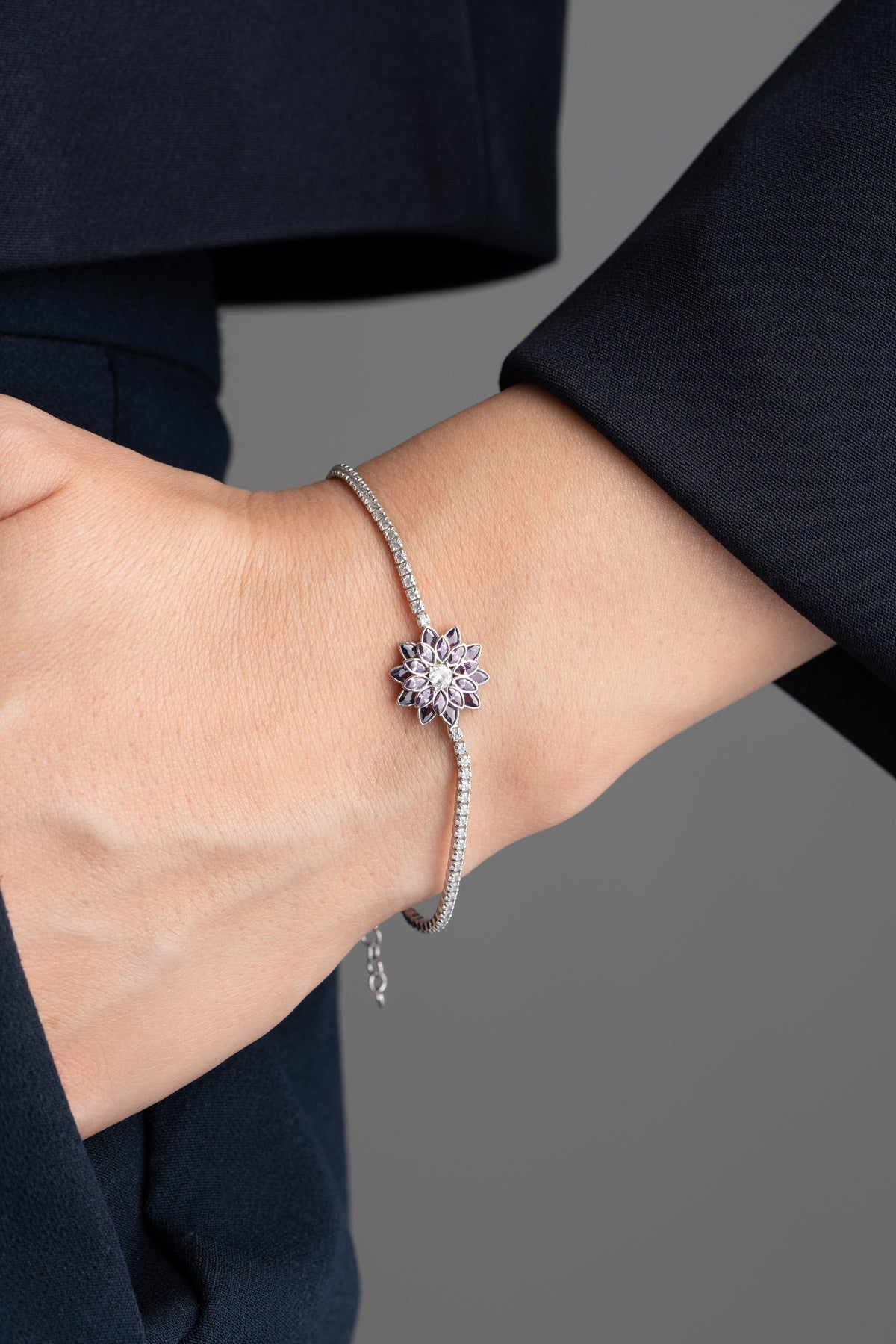 Amethyst Flower Tennis Bracelet