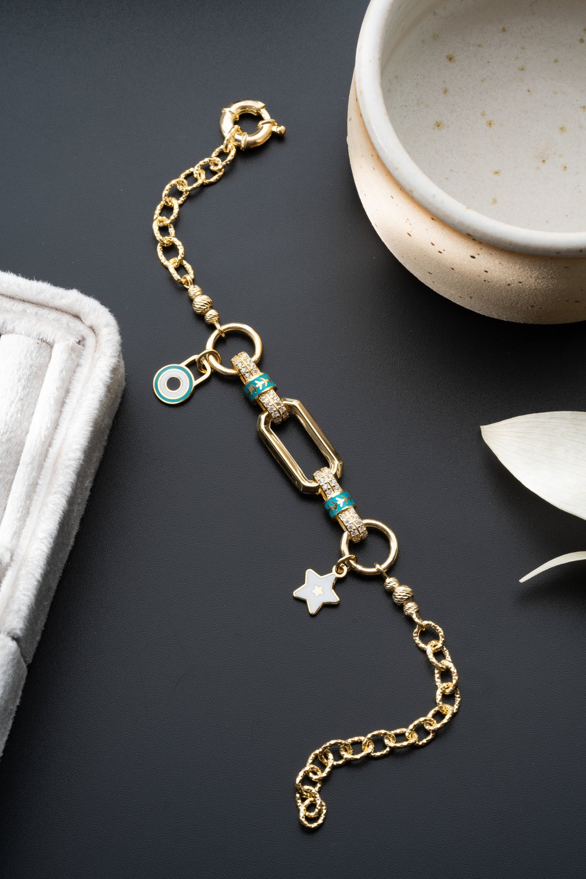 Evil Eye Star Charm Bracelet in Gold