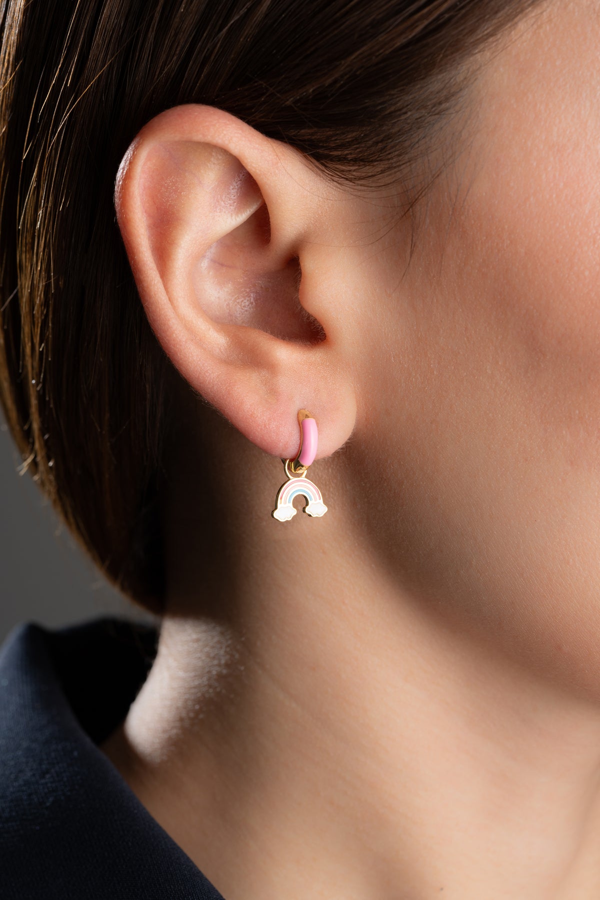 Pastel Rainbow Charm Hoop Earrings