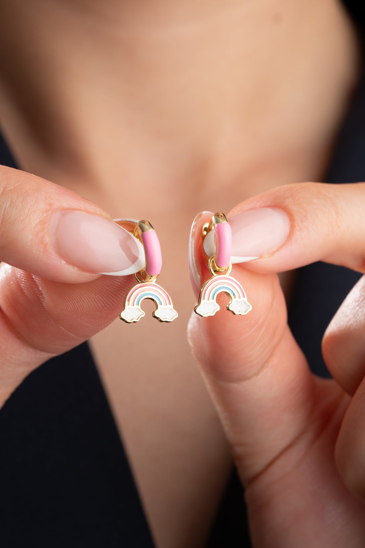 Pastel Rainbow Charm Hoop Earrings