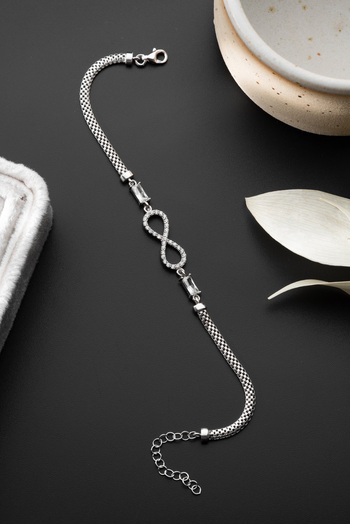 Infinity Charm Bracelet with Box Chain