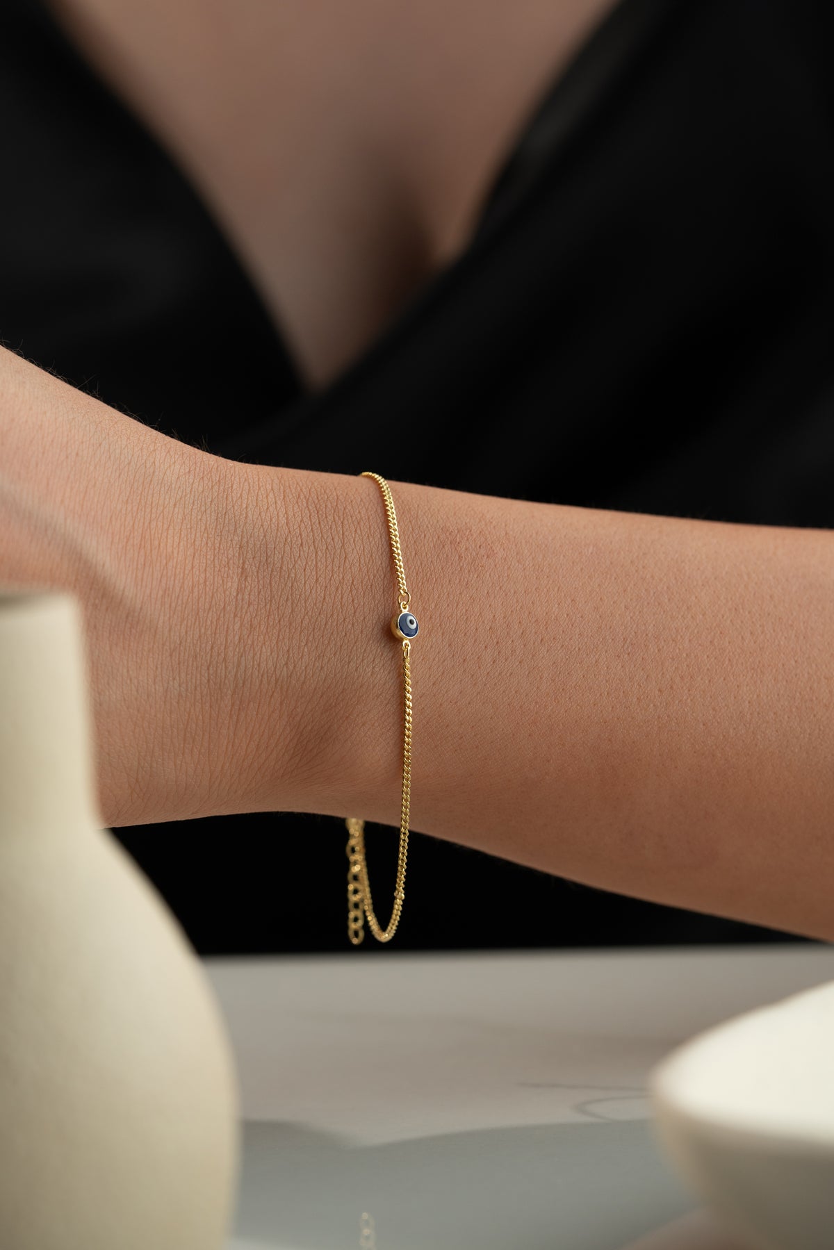 Evil Eye Charm Chain Bracelet in Gold