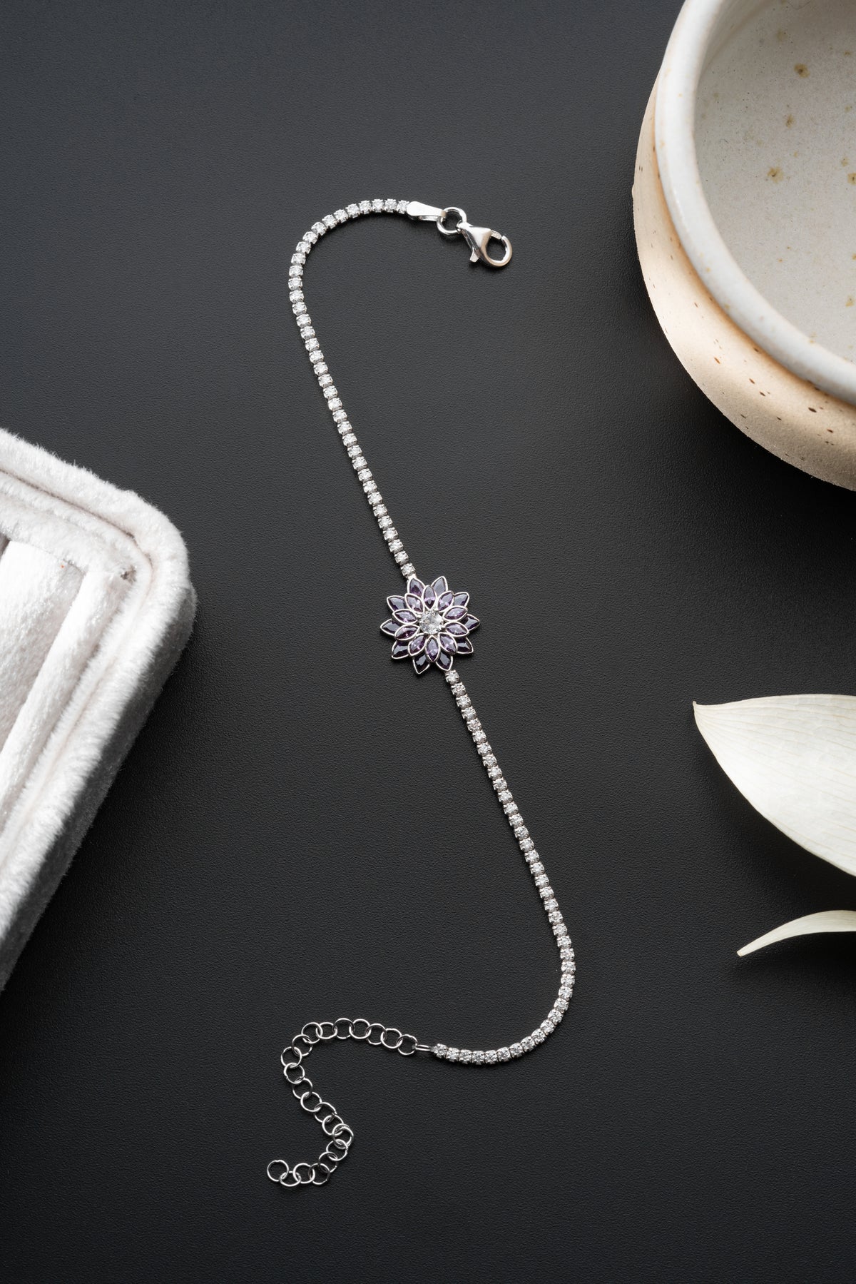 Amethyst Flower Tennis Bracelet