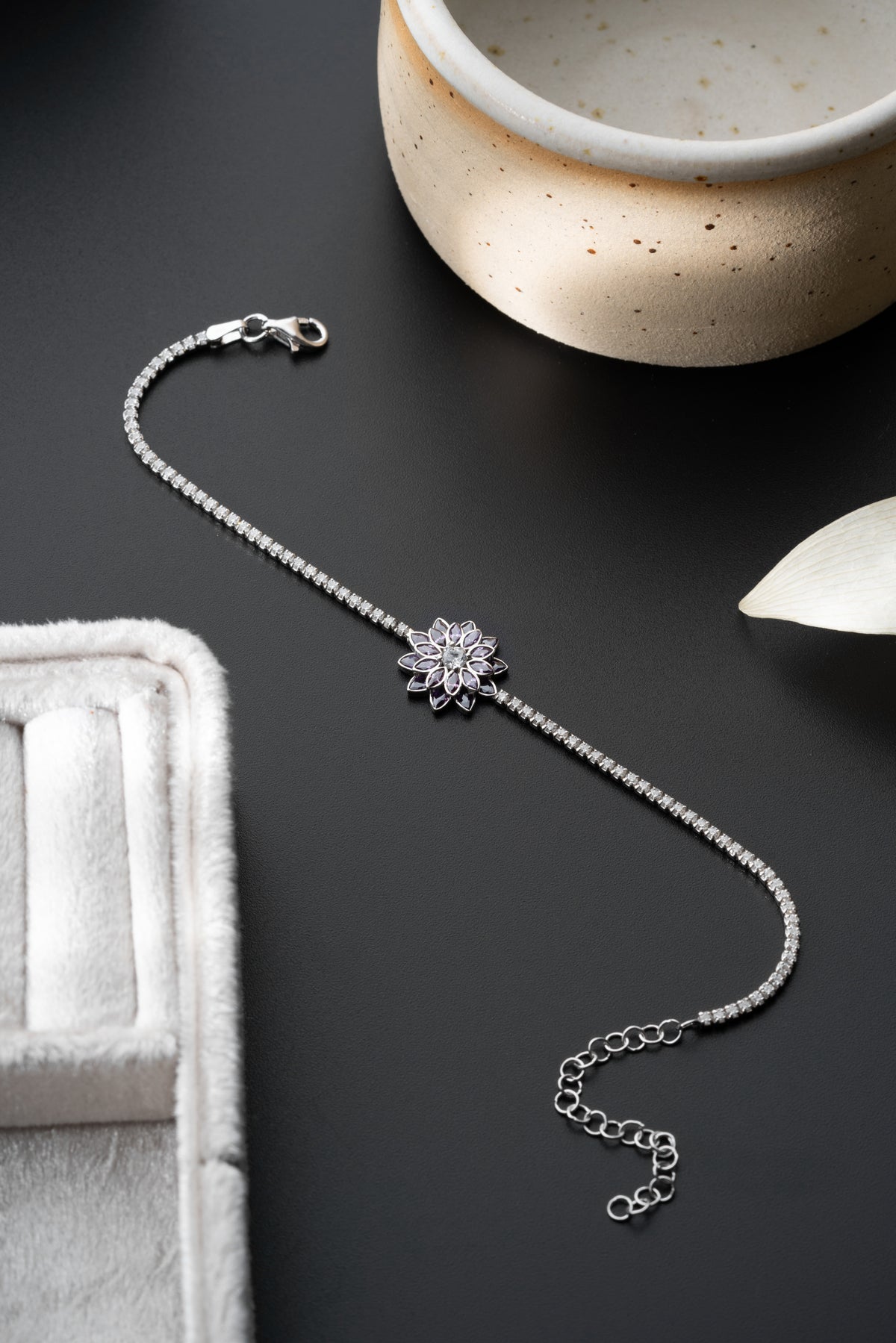 Amethyst Flower Tennis Bracelet
