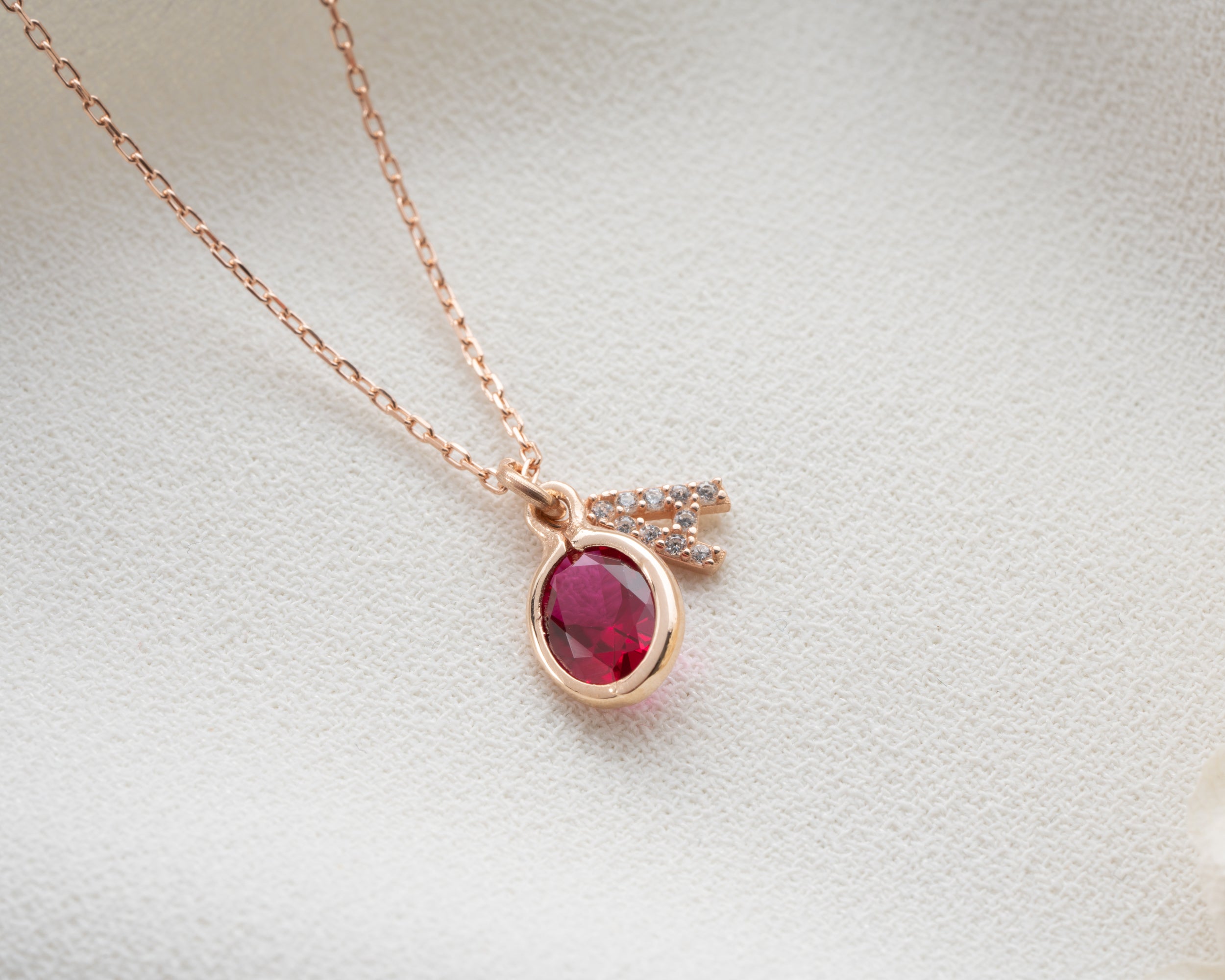 Custom Letter Birthstone Charm Necklace
