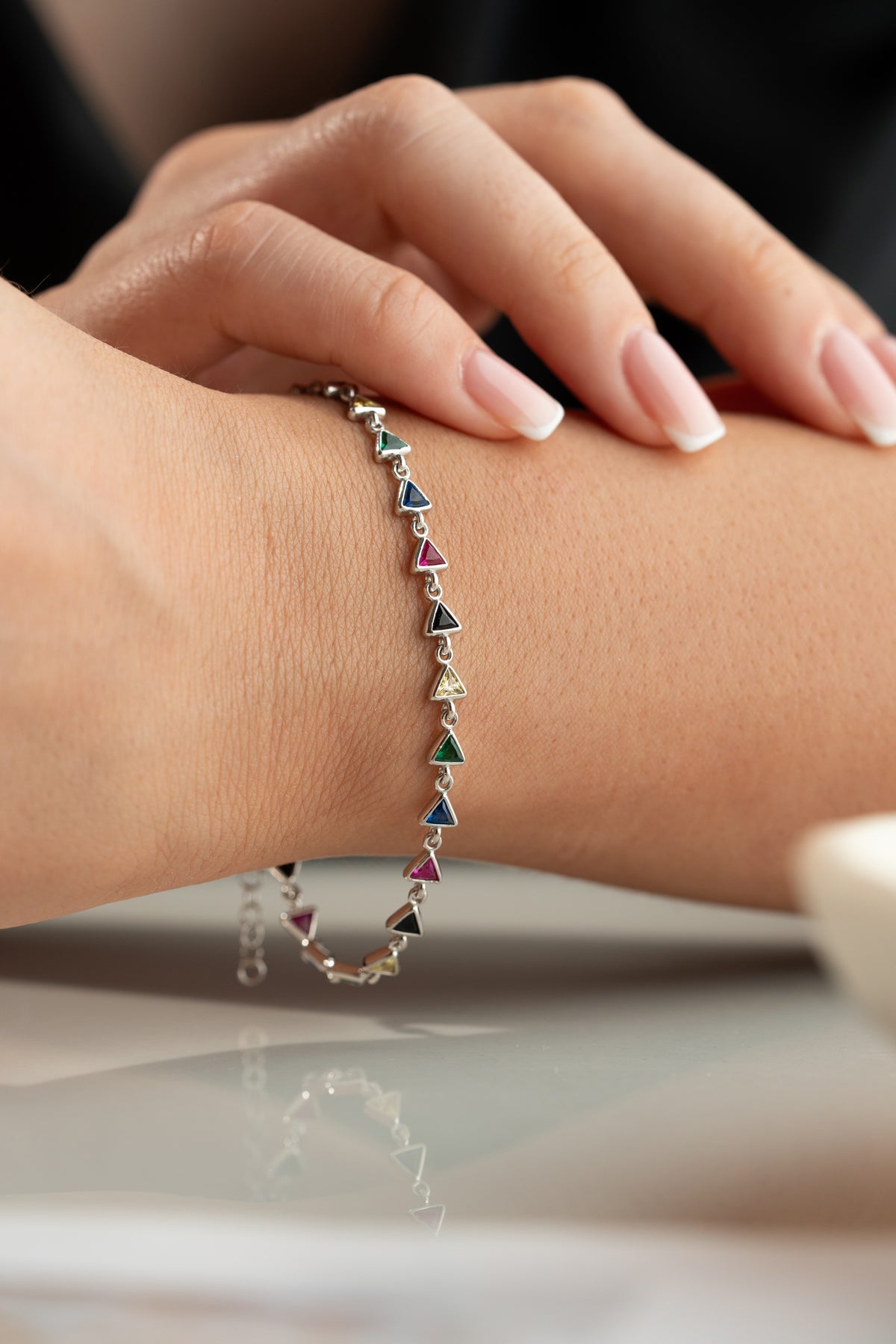 Multicolor Triangle Gemstone Tennis Bracelet