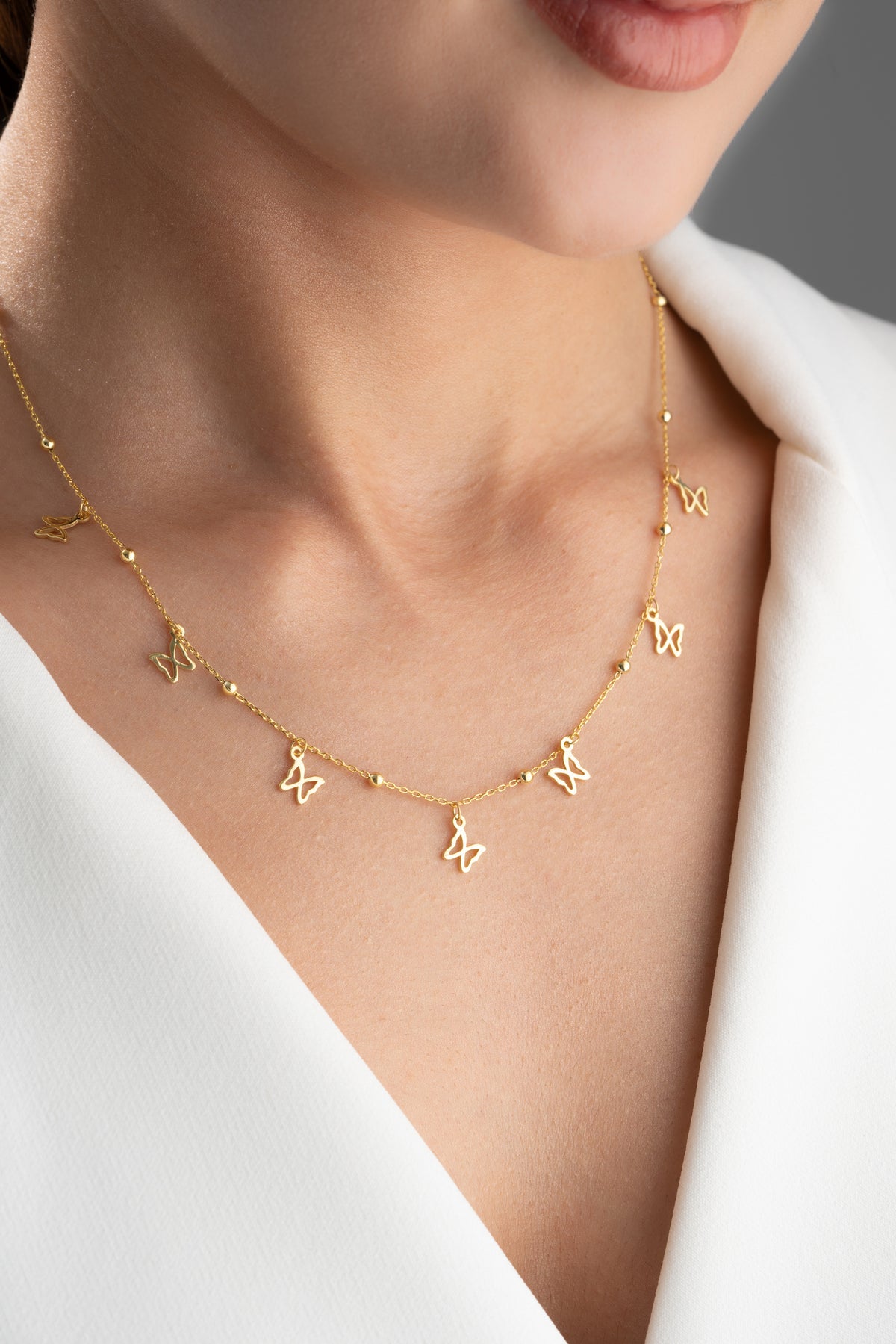 Butterfly Charm Station Necklace