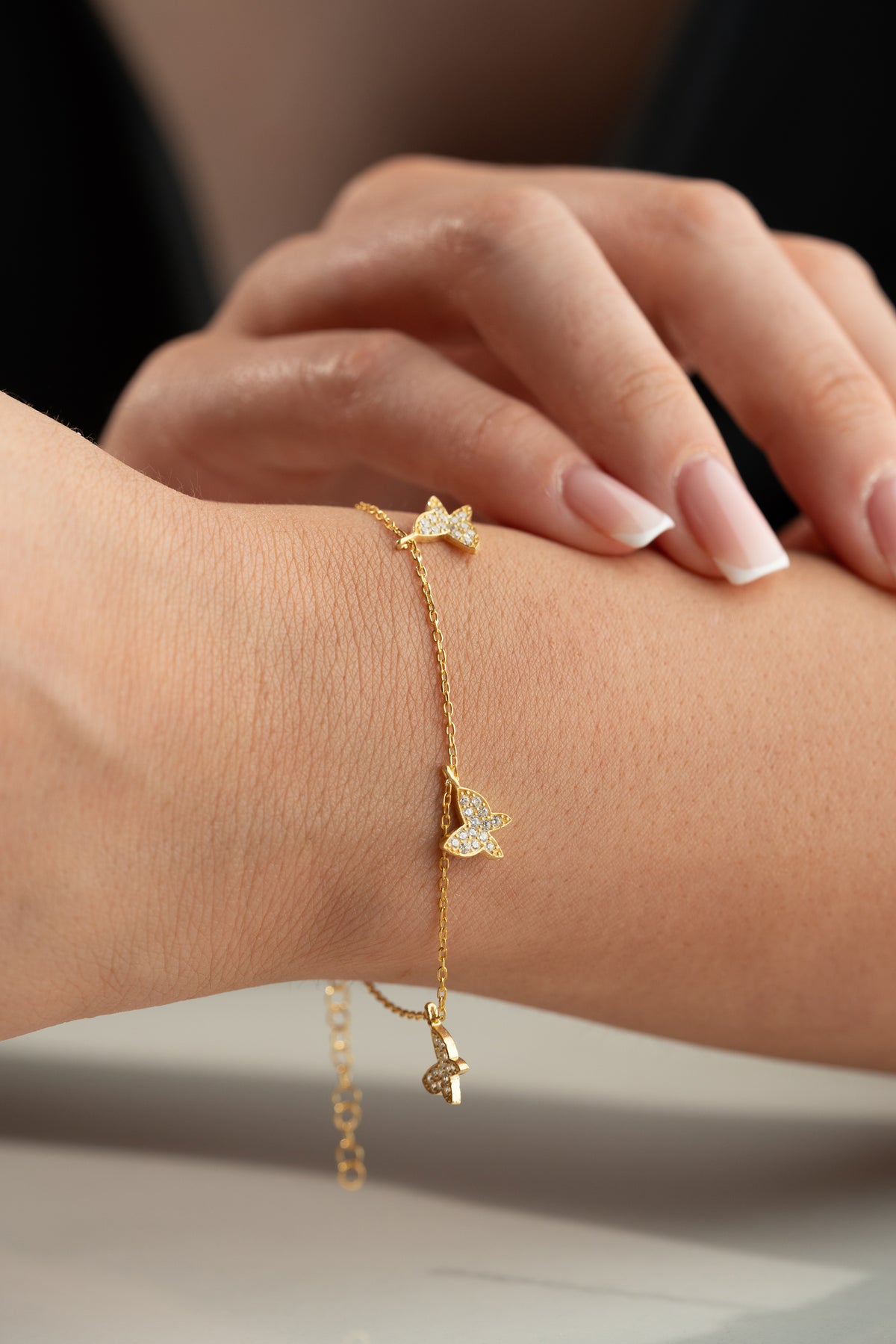 Pave Crystal Butterfly Charm Bracelet