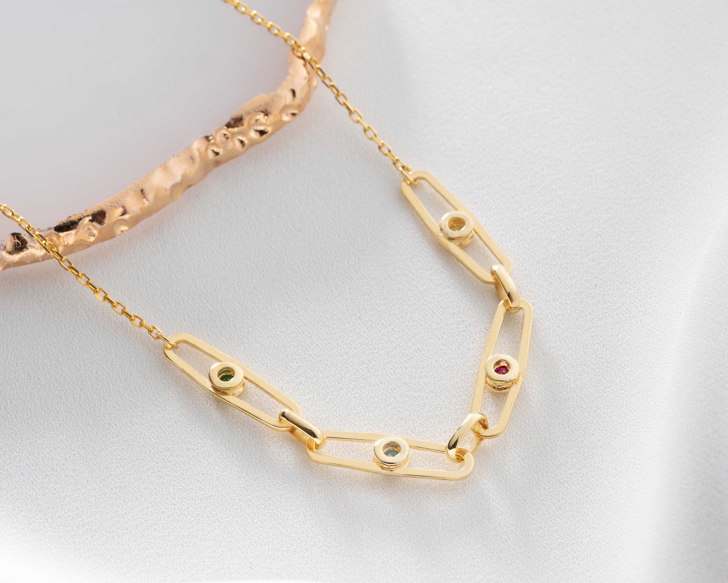 Custom Birthstone Paperclip Chain Necklace