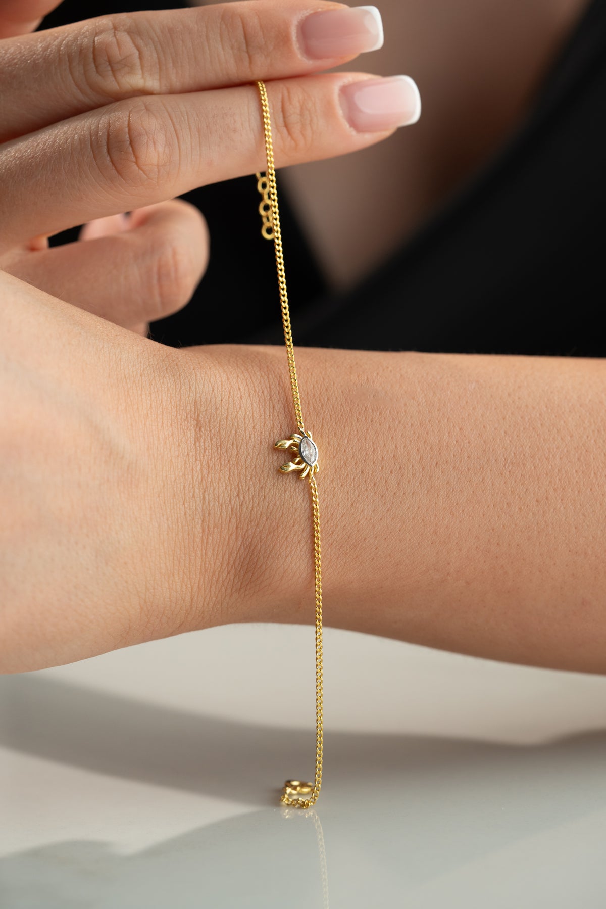 Crab Charm Bracelet in Gold