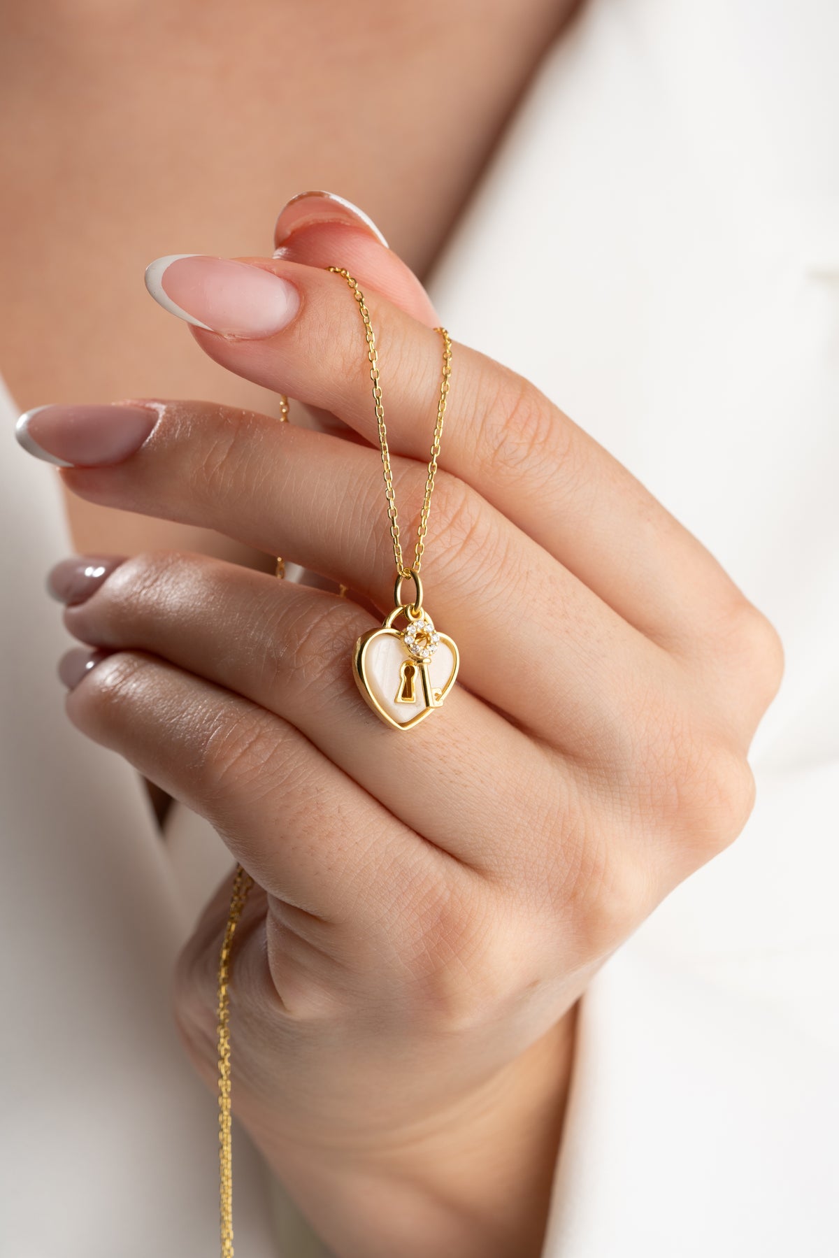 Heart Lock and Key Charm Necklace