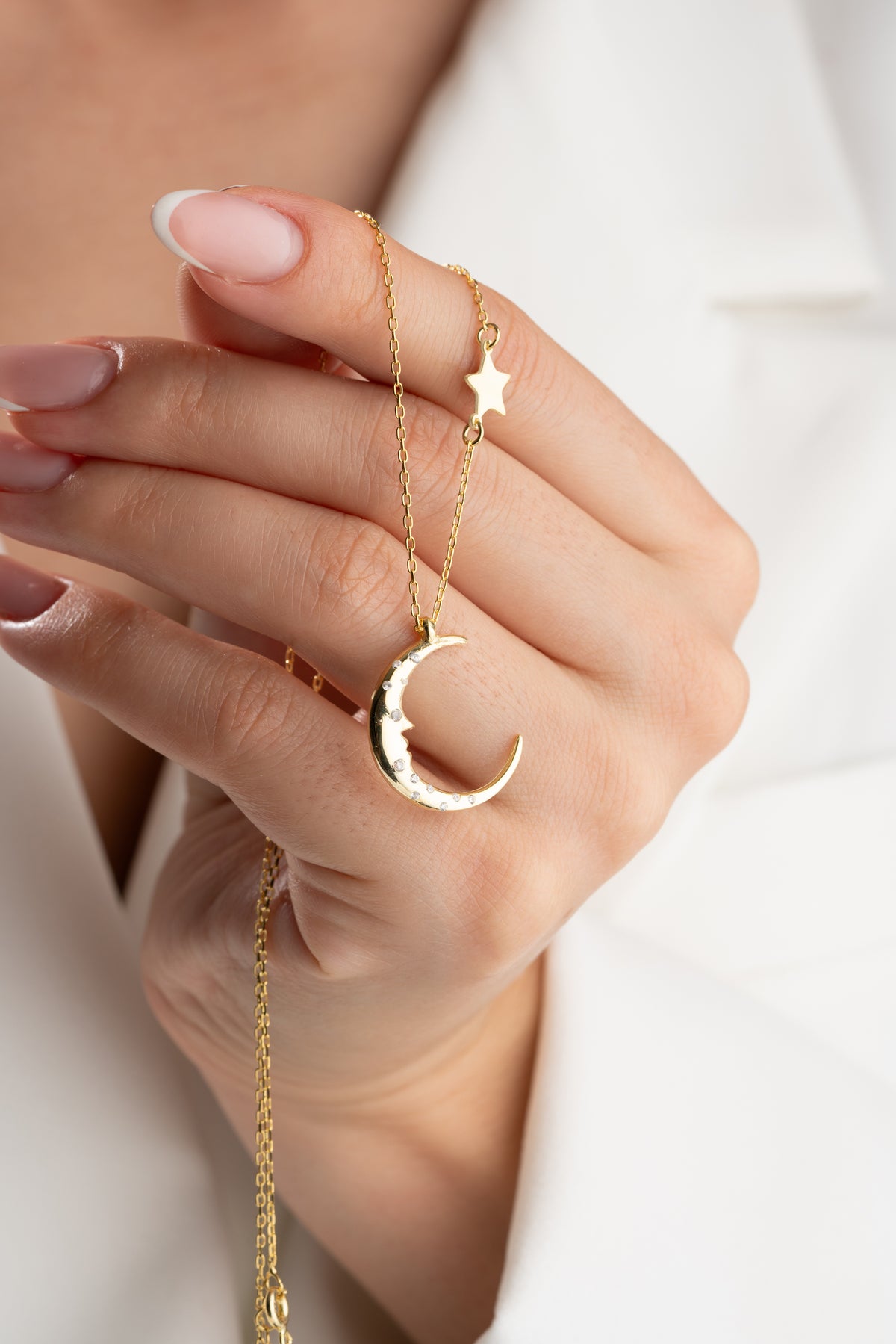 Crescent Moon and Star Necklace