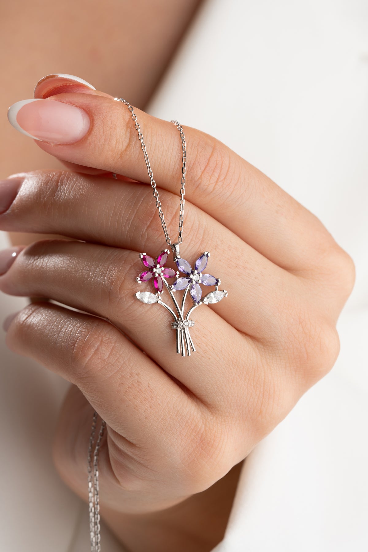 Flower Bouquet Pendant Necklace