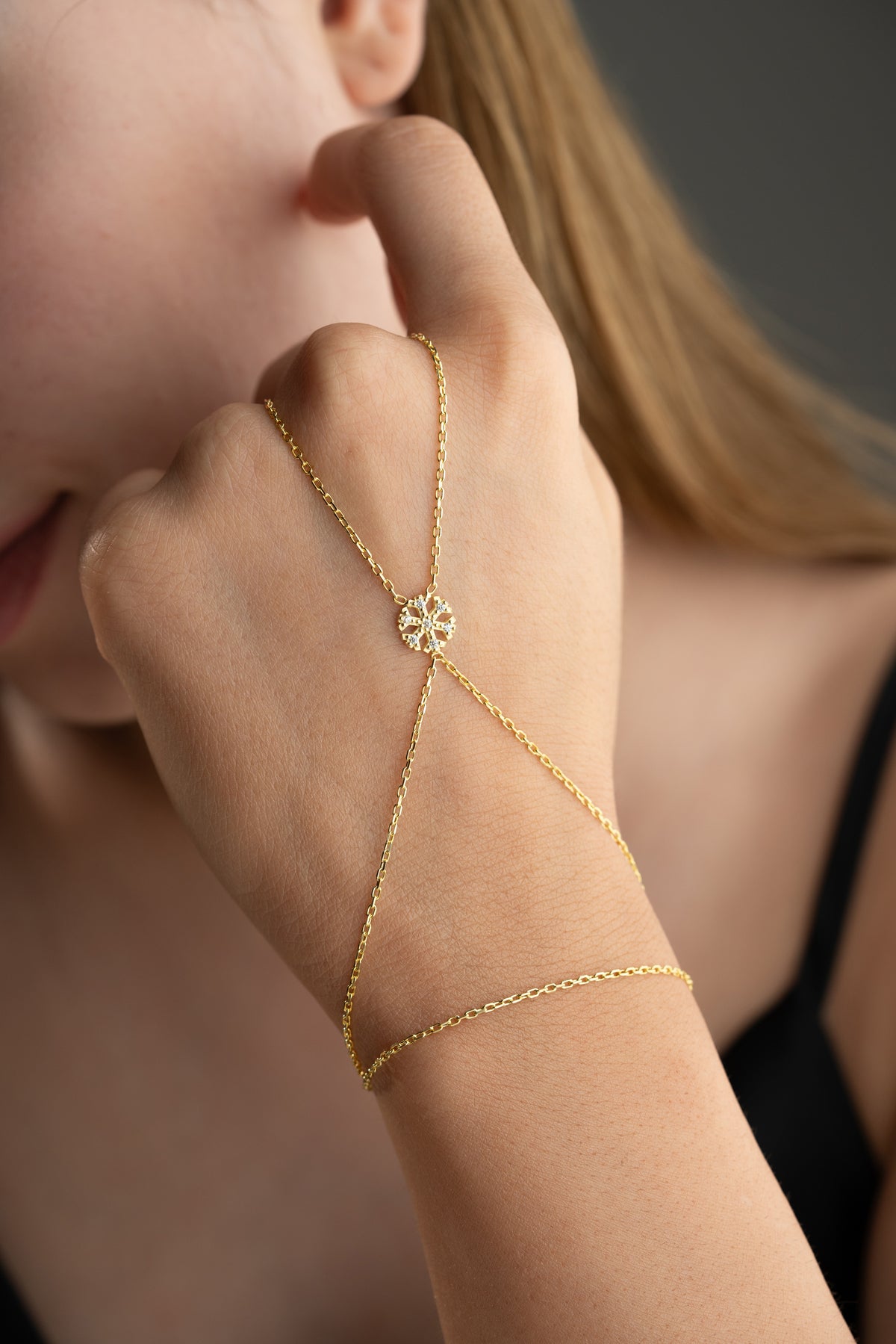 Snowflake Charm Hand Chain Bracelet
