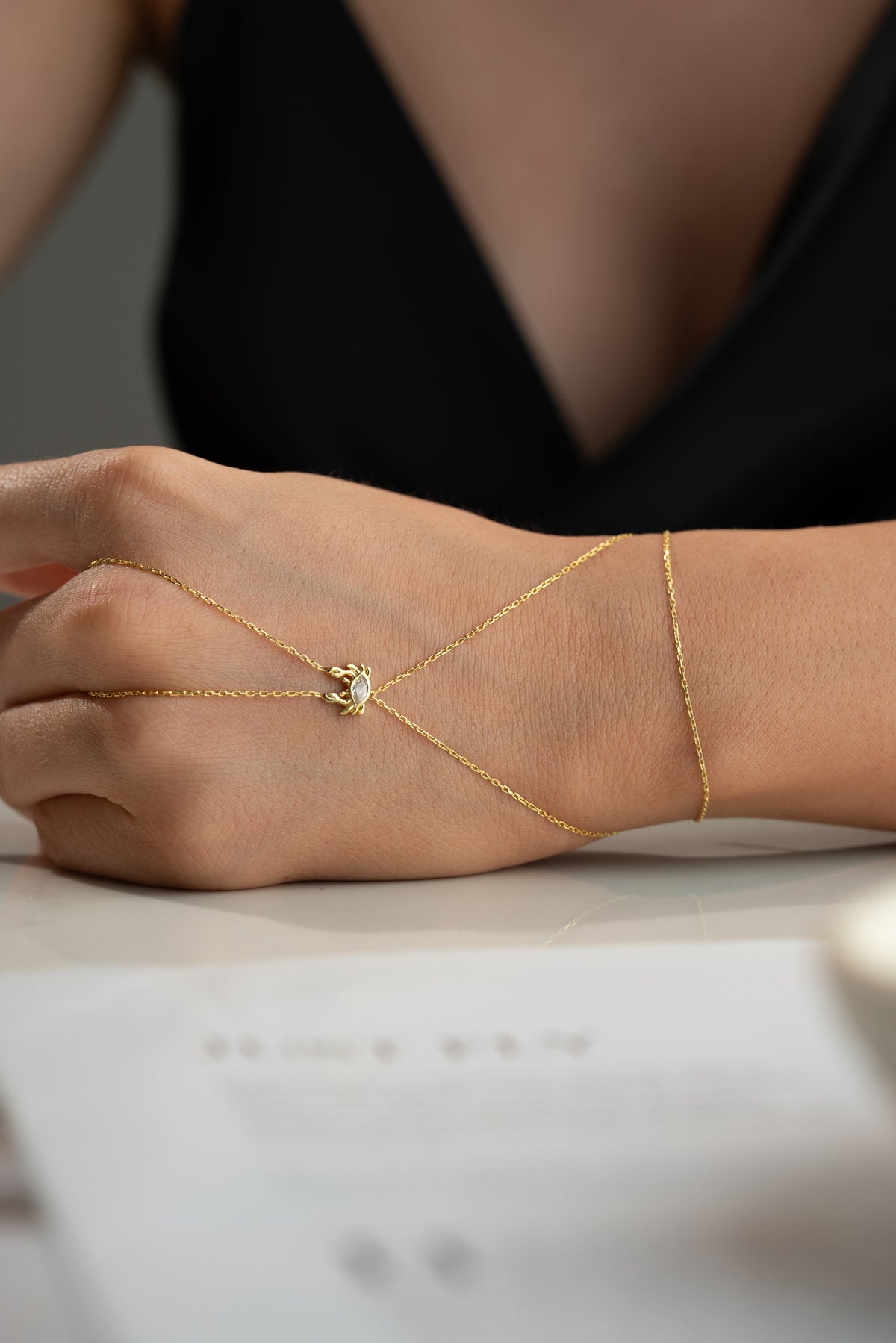 Crab Charm Hand Chain Bracelet