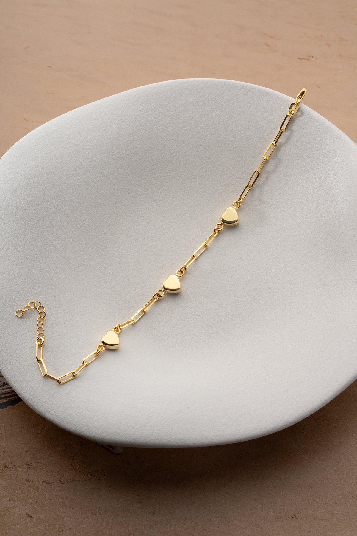 Heart Charm Paperclip Chain Bracelet