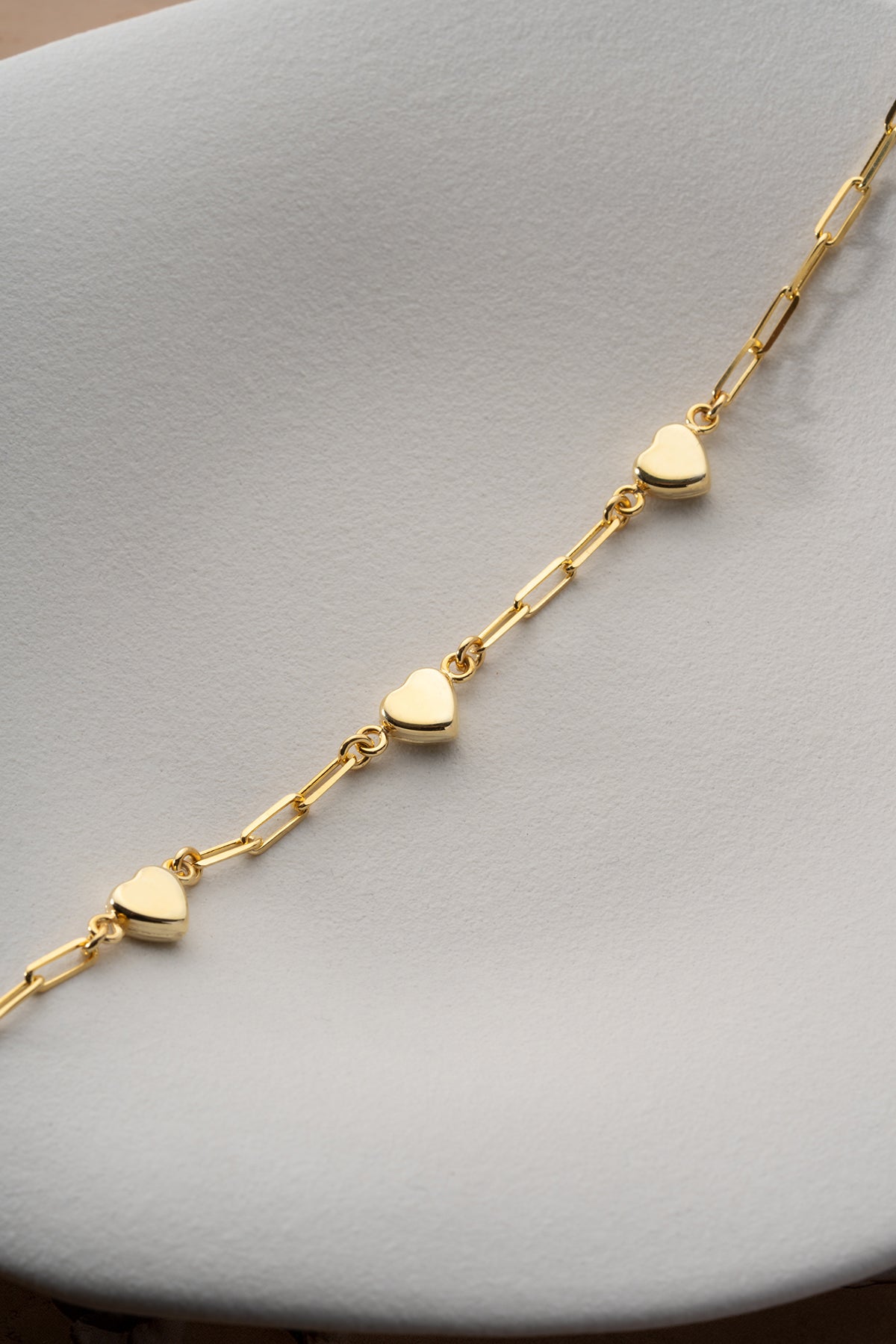 Heart Charm Paperclip Chain Bracelet