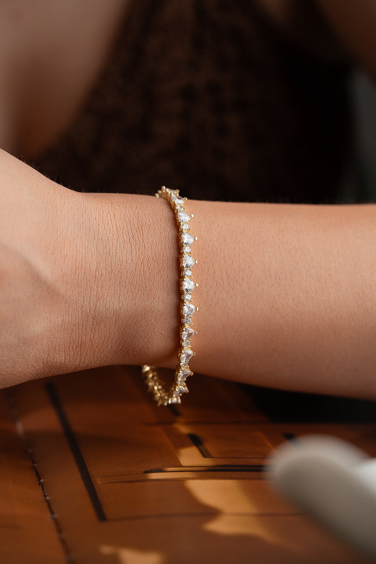 Heart and Round Cut Tennis Bracelet