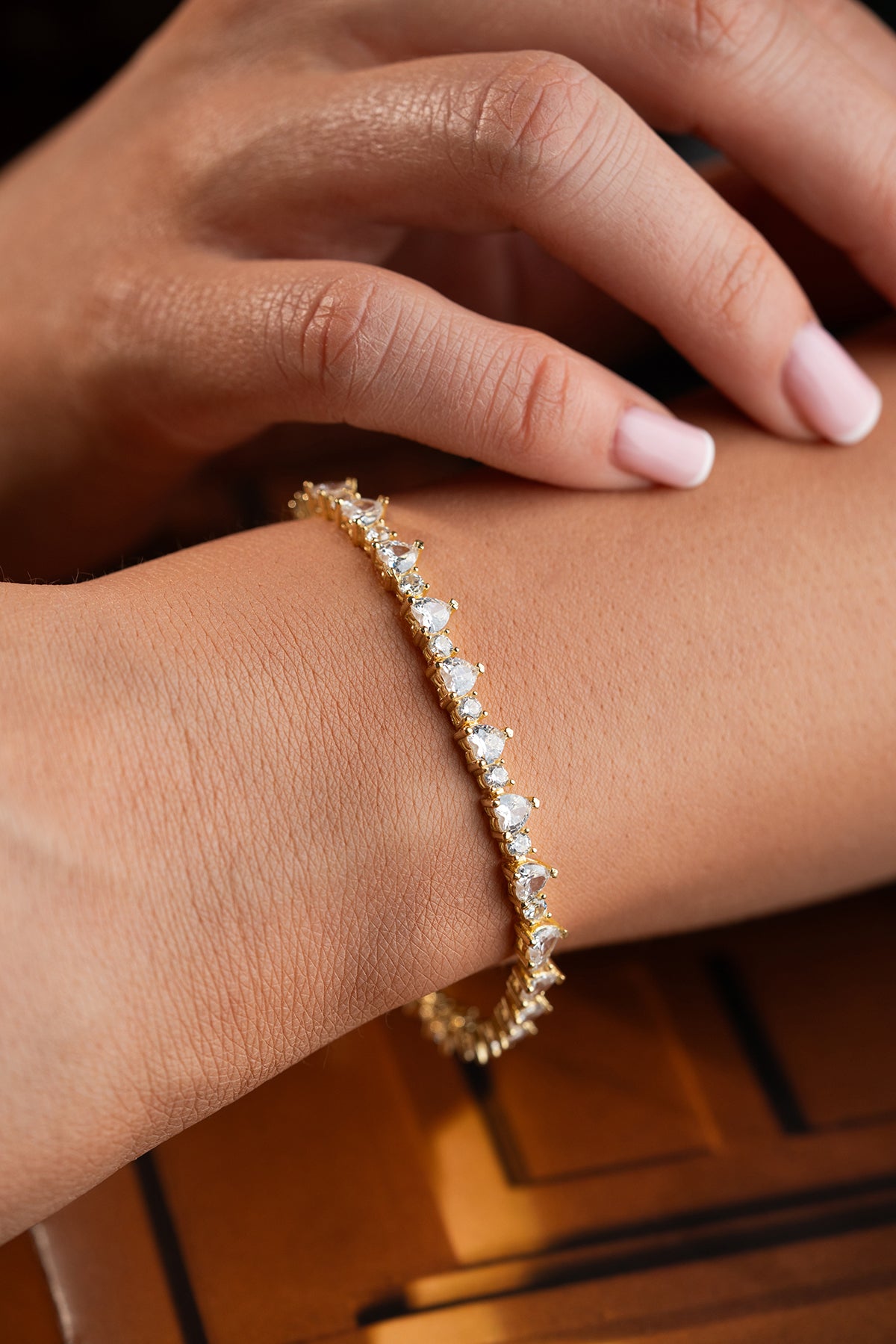 Heart and Round Cut Tennis Bracelet