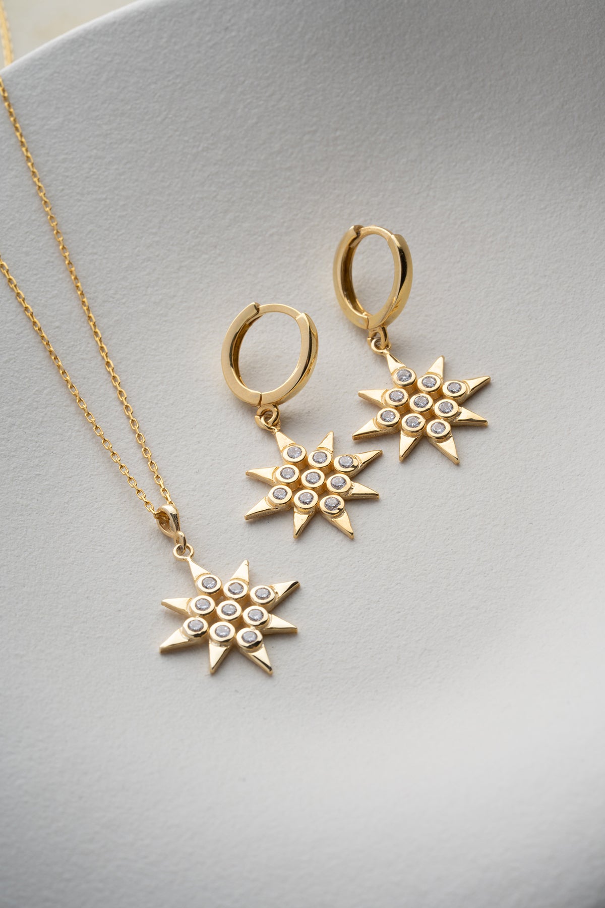 Pave Crystal North Star Jewelry Set