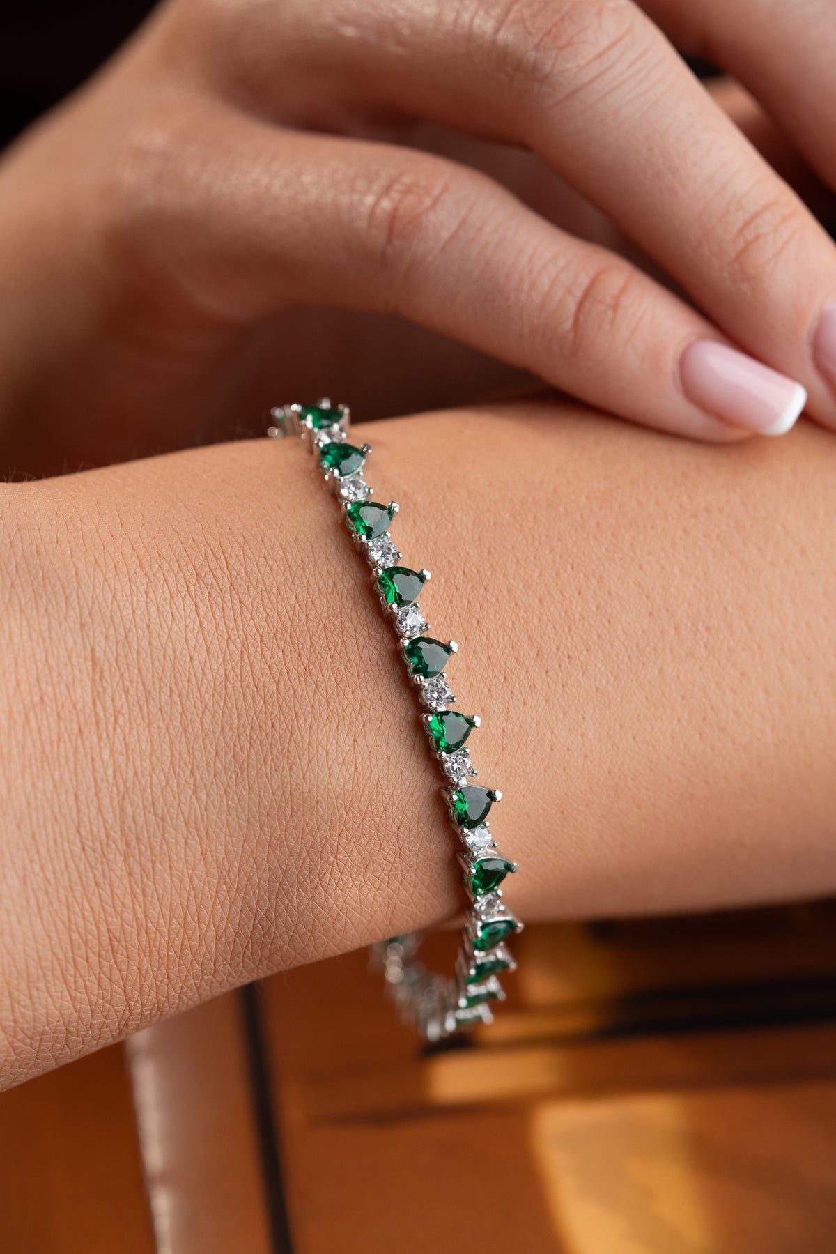 Emerald Heart Tennis Bracelet