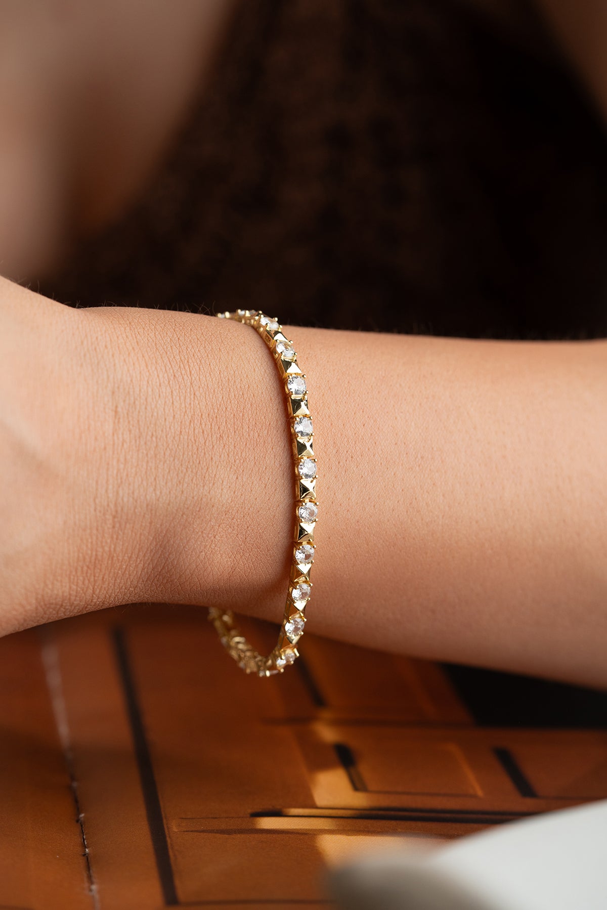 Sparkling CZ Tennis Bracelet in Gold